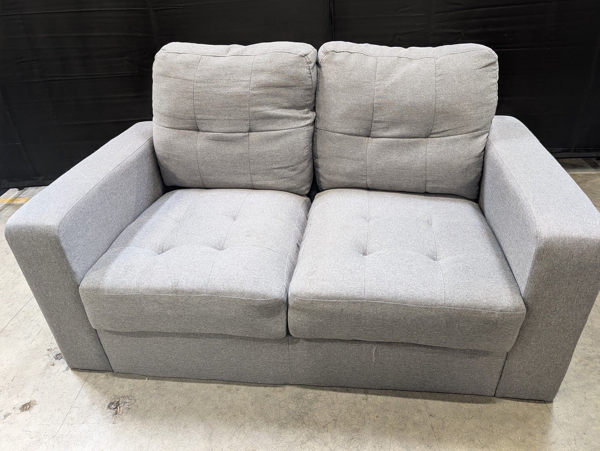 Modern Grey Fabric Two-Seater Loveseat