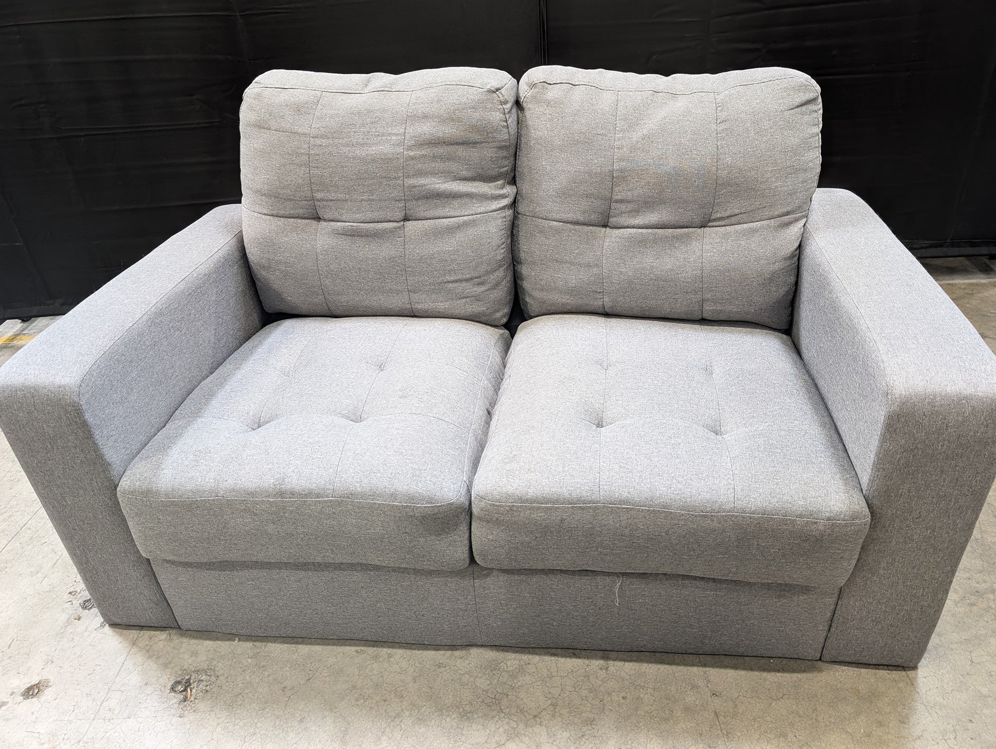 Modern Grey Fabric Two-Seater Loveseat