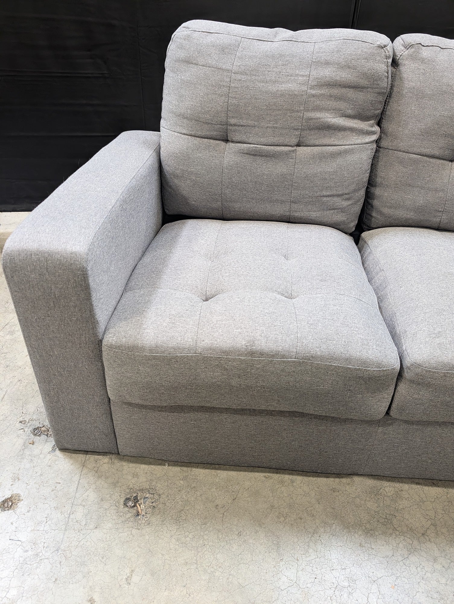 Modern Grey Fabric Two-Seater Loveseat
