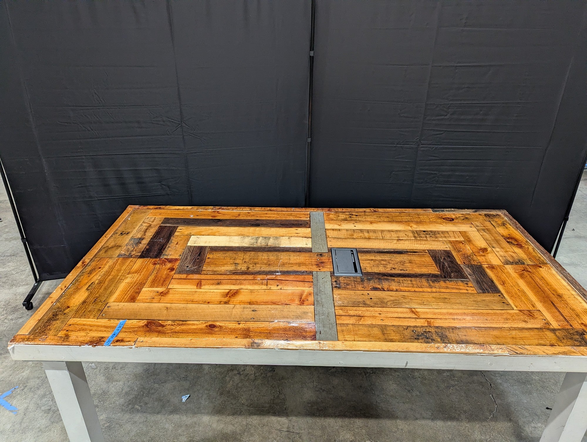 Rustic Reclaimed Wood Resin Top Conference Table with Extron Power Module