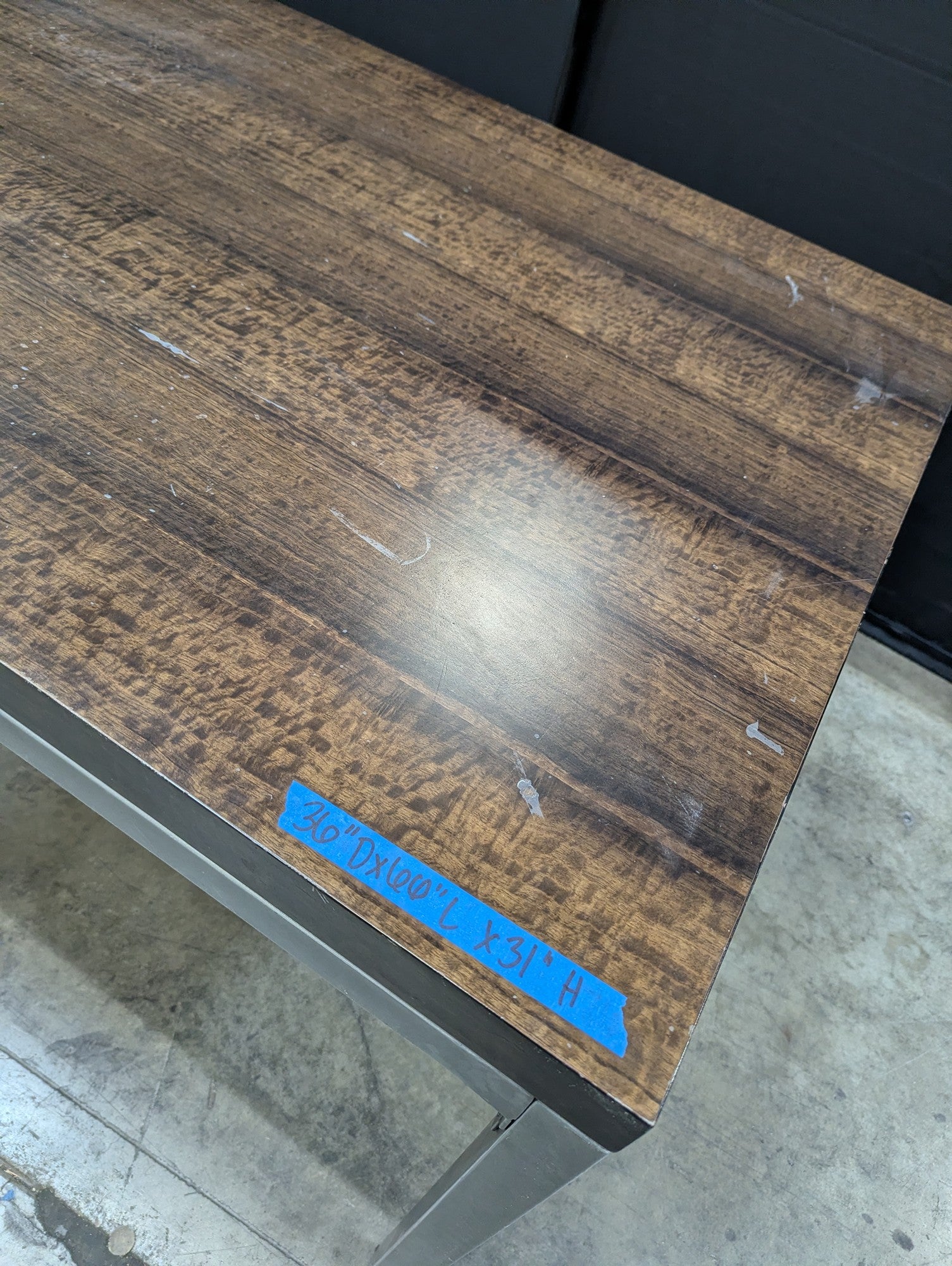Crate & Barrel Industrial Hardwood Top Metal Base Dining Table