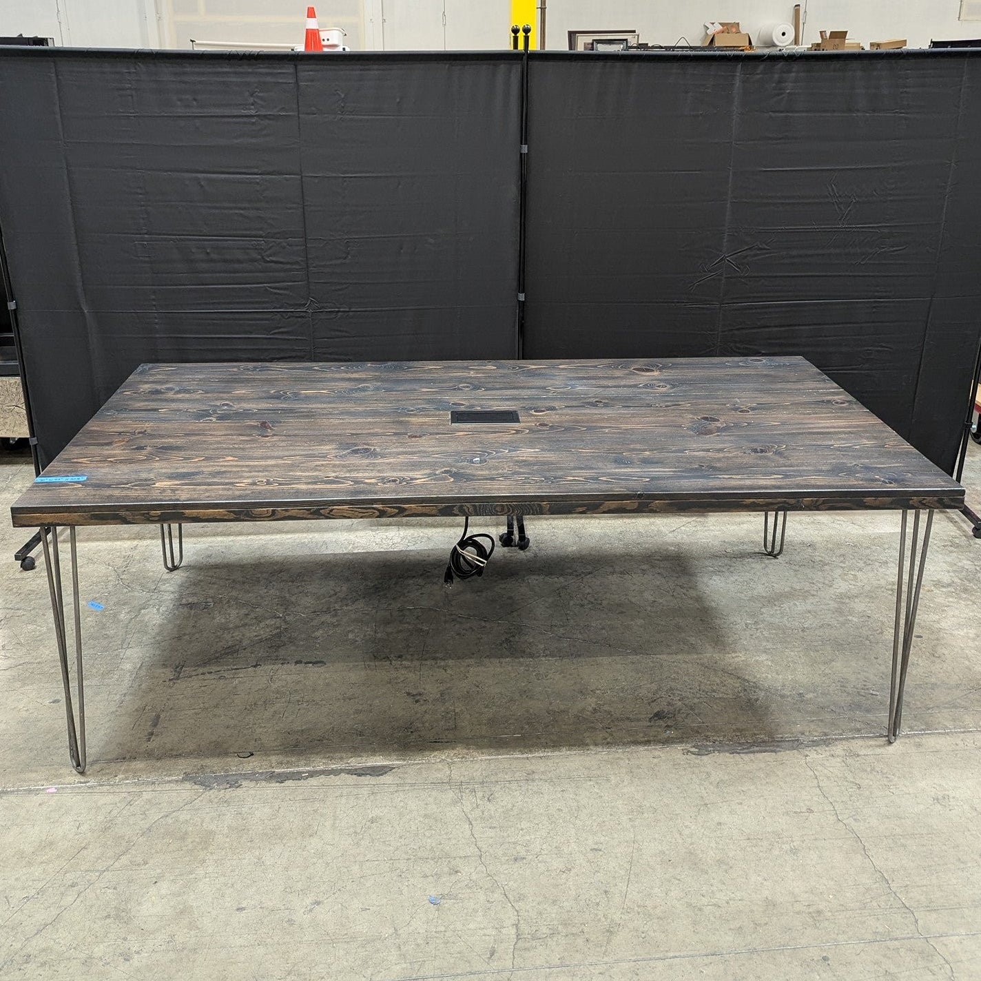 Industrial Style Dark Wood Hairpin Leg Table