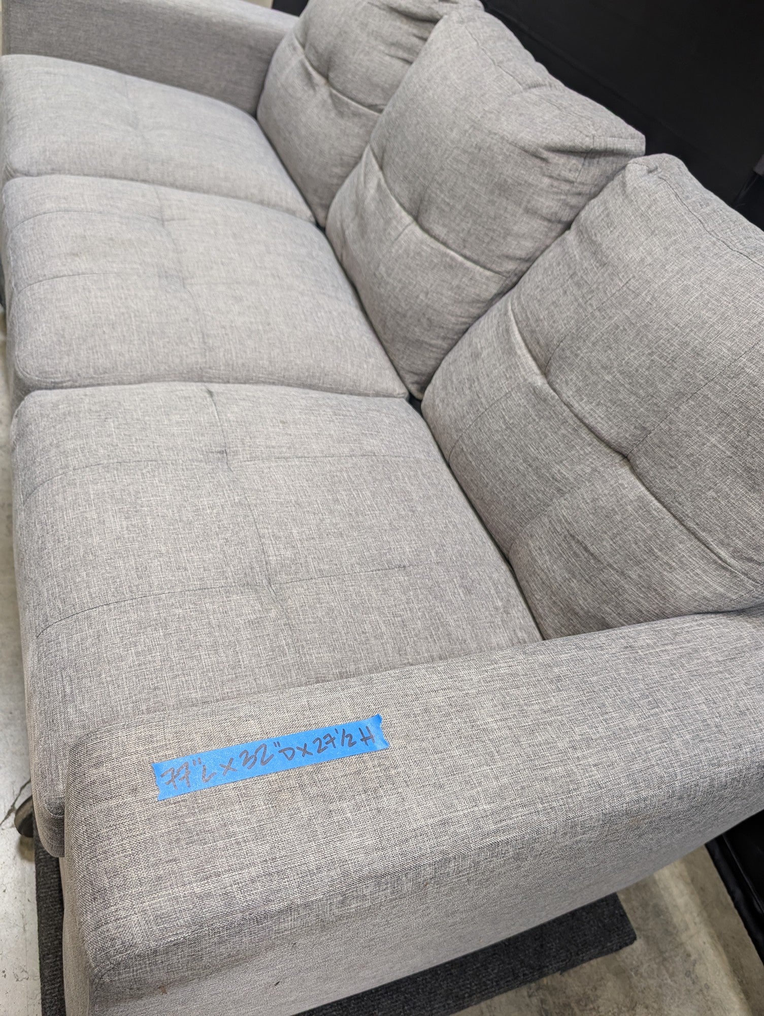 Contemporary Light Grey Fabric Three-Seater Sofa