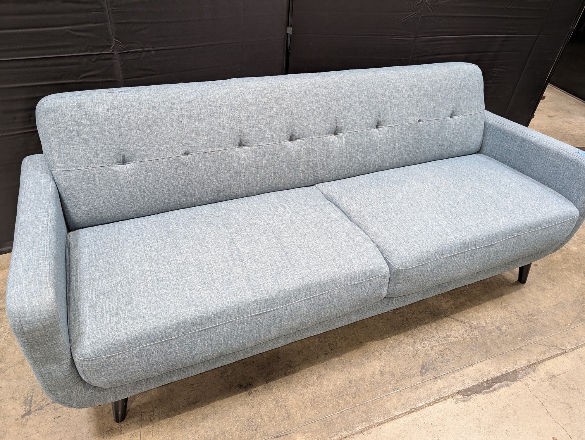 Mid-Century Modern Tufted Fabric Sofa