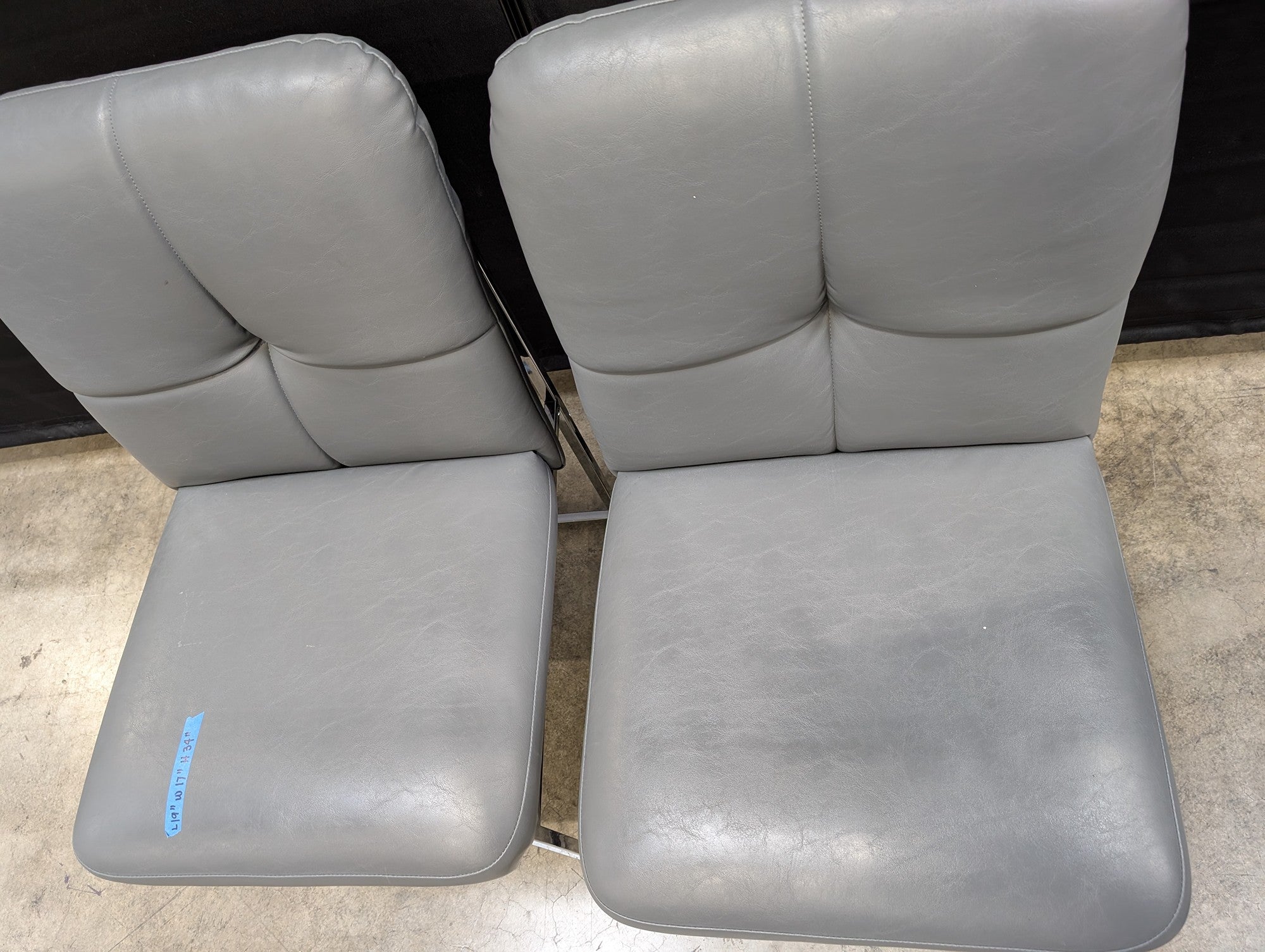 Pair of Contemporary Grey Faux Leather Side Chairs with Chrome Frames