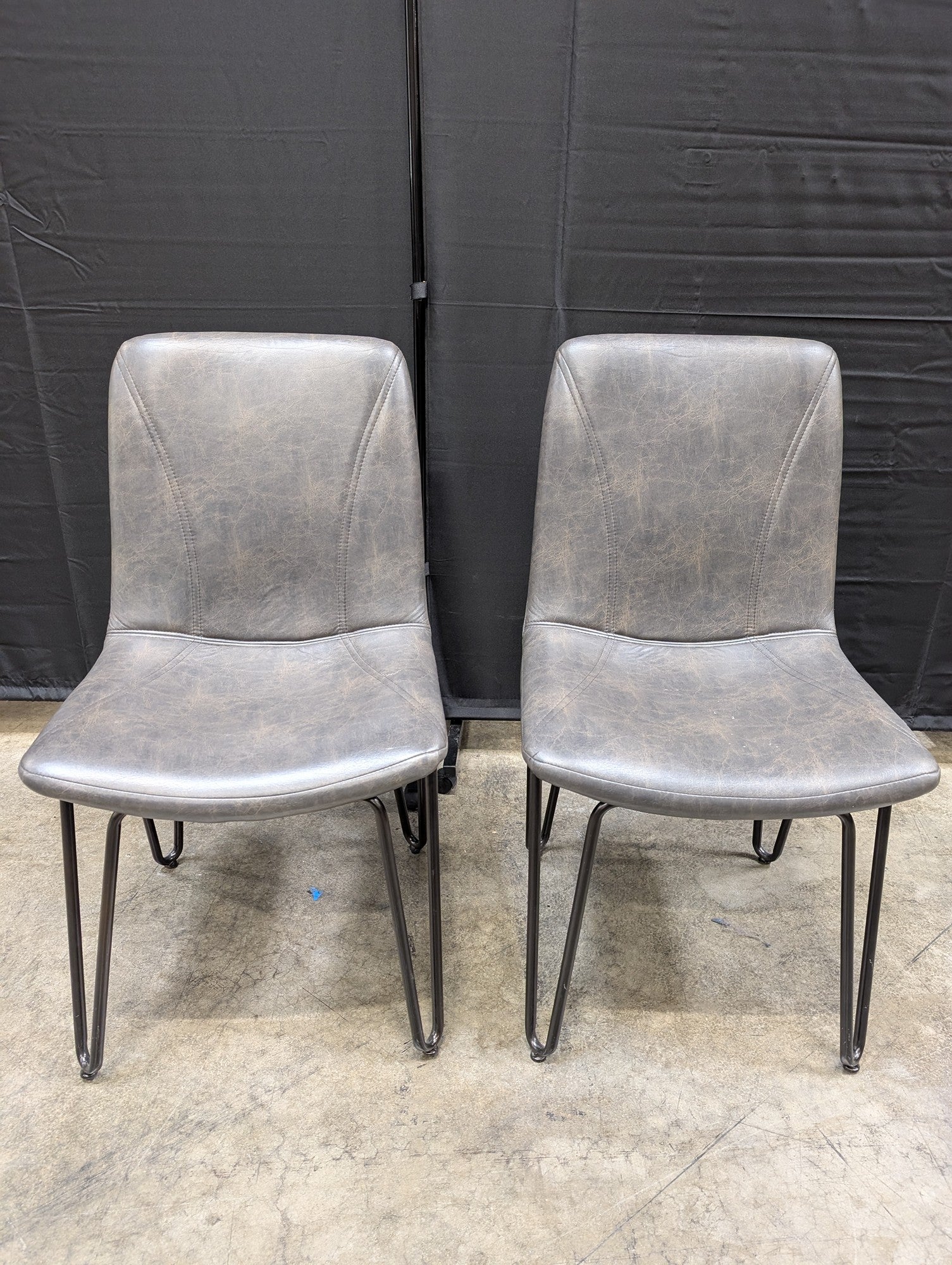Pair of COASTER Fine Furniture Grey Upholstered Dining Chairs with Hairpin Legs