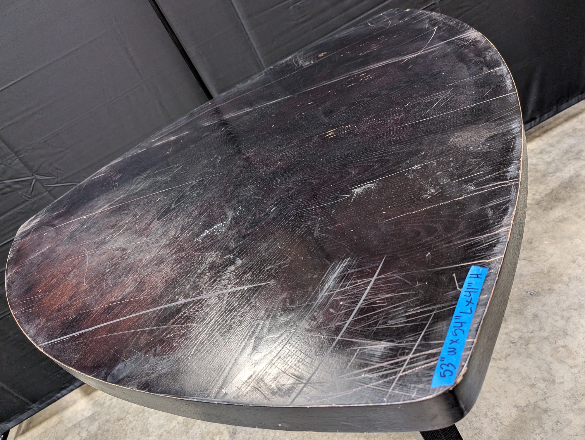 Modern Dark Wood Triangular Coffee Table