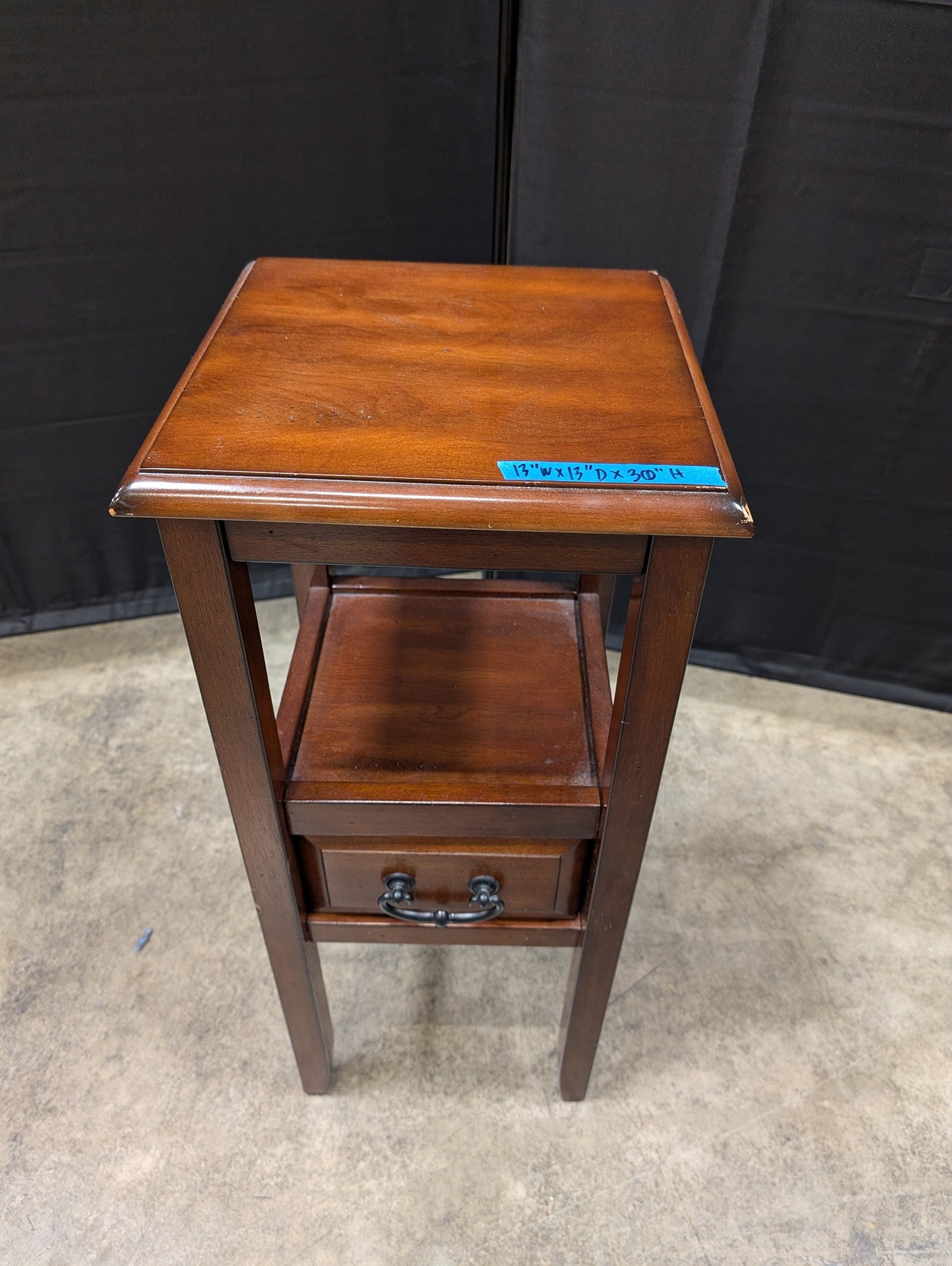 Compact Hardwood Side Table with Drawer and Shelf