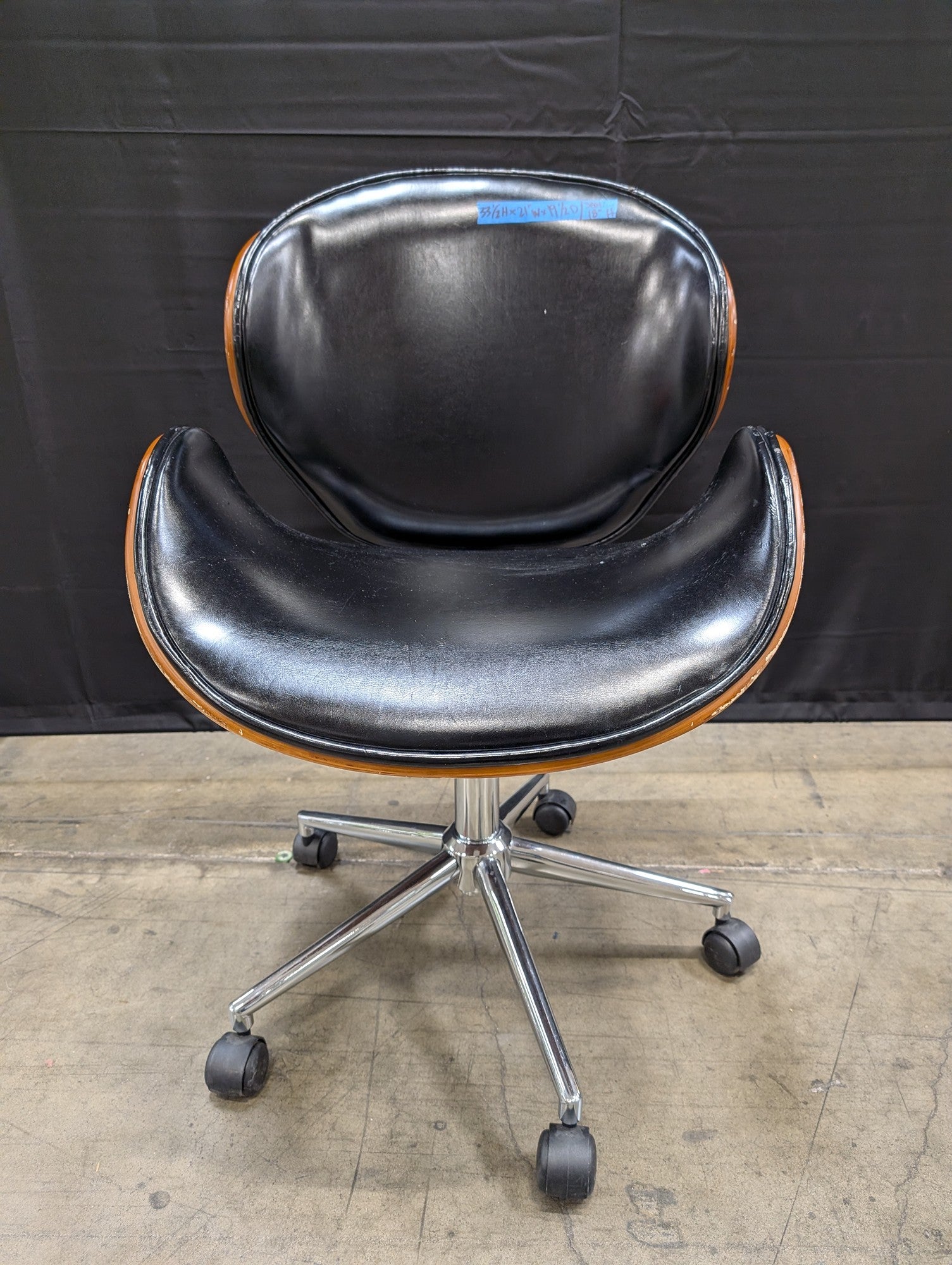 Mid-Century Modern Style Swivel Office Chair with Black Upholstery