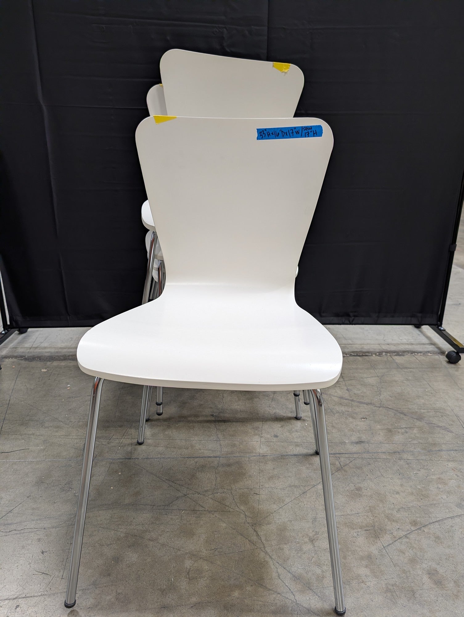 Set of 5 Modern White Dining Chair with Chrome Legs