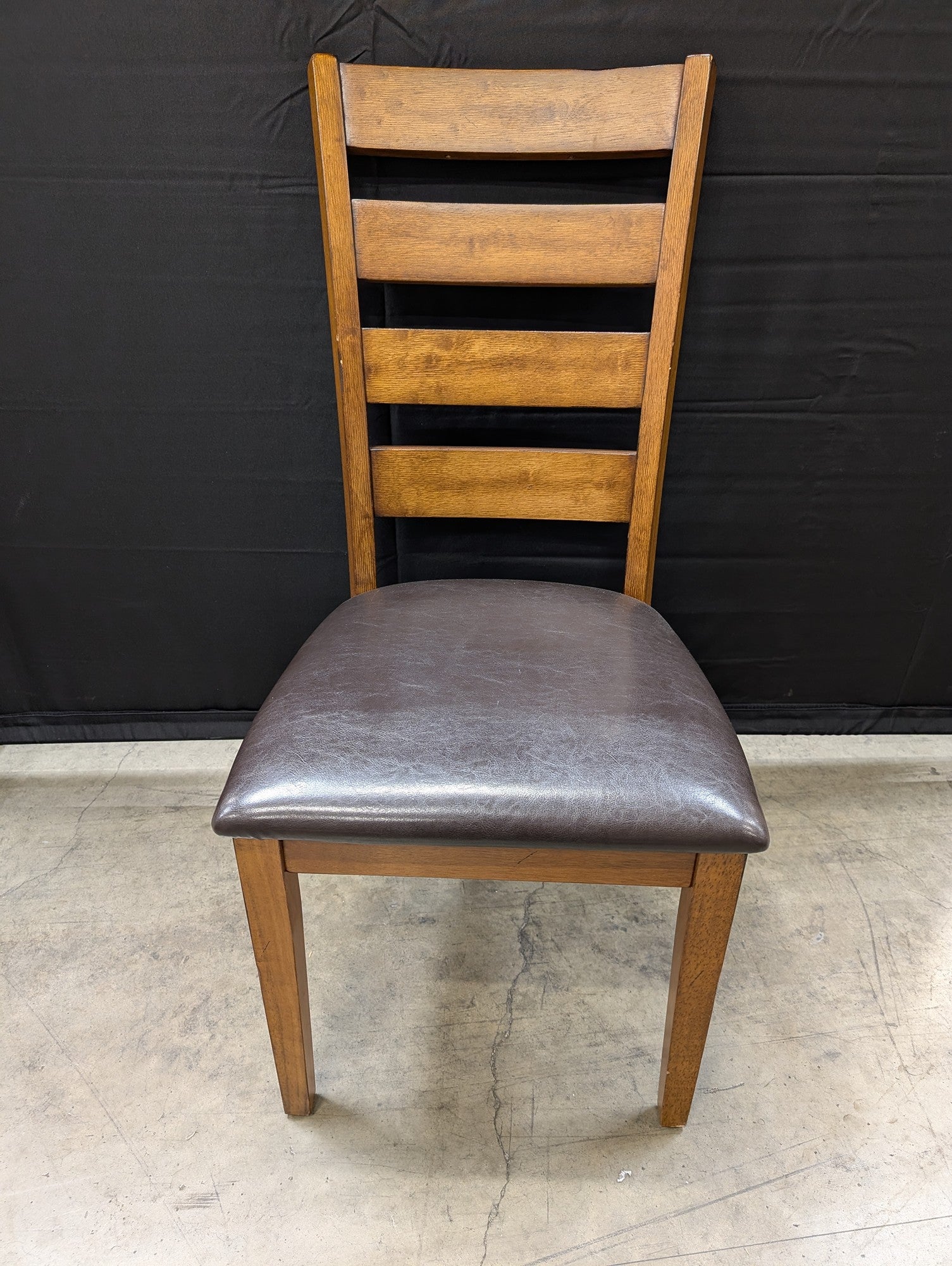 Sturdy Wood Ladder Back Dining Chair with Dark Brown Upholstered Seat