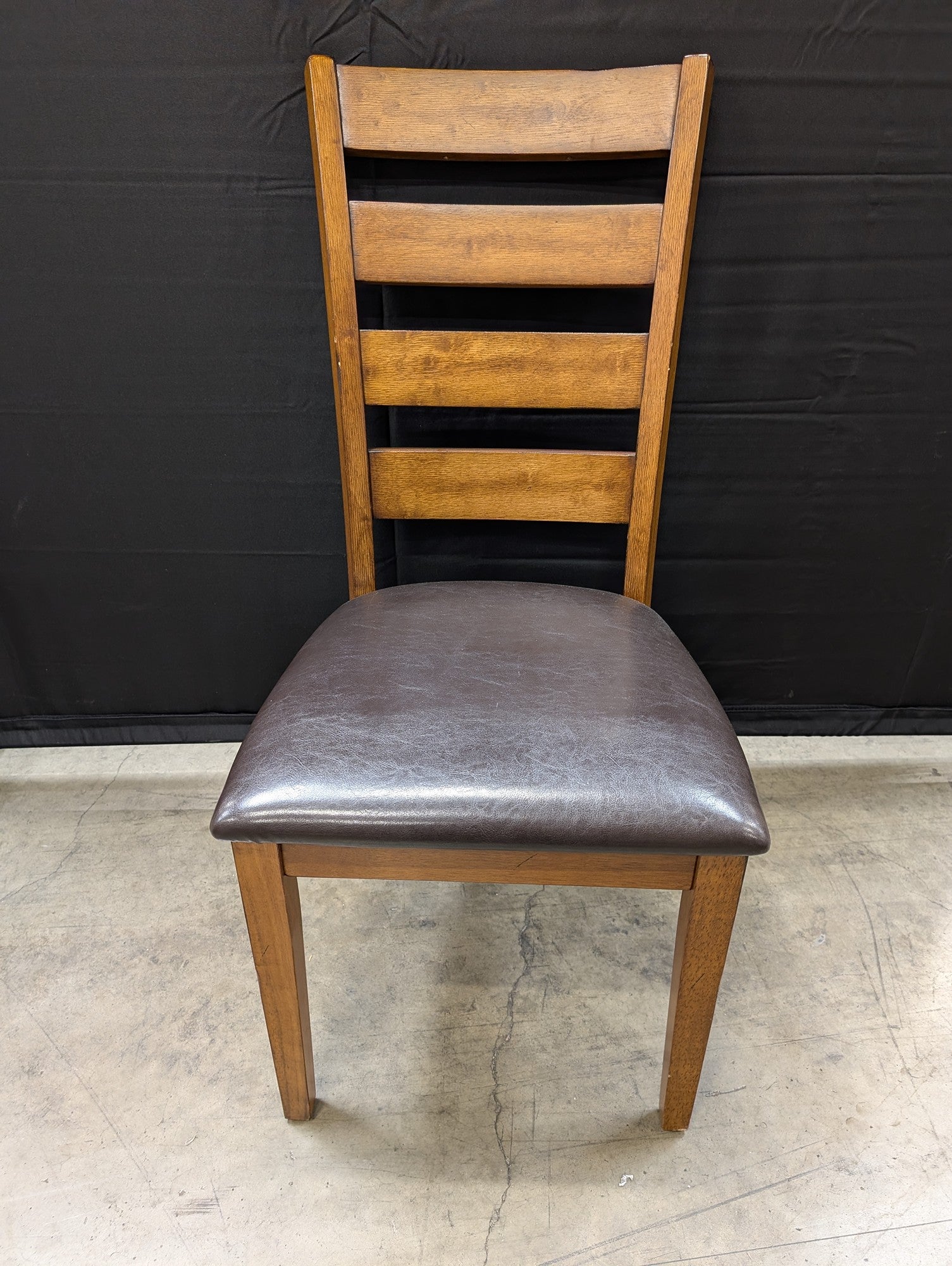 Sturdy Wood Ladder Back Dining Chair with Dark Brown Upholstered Seat