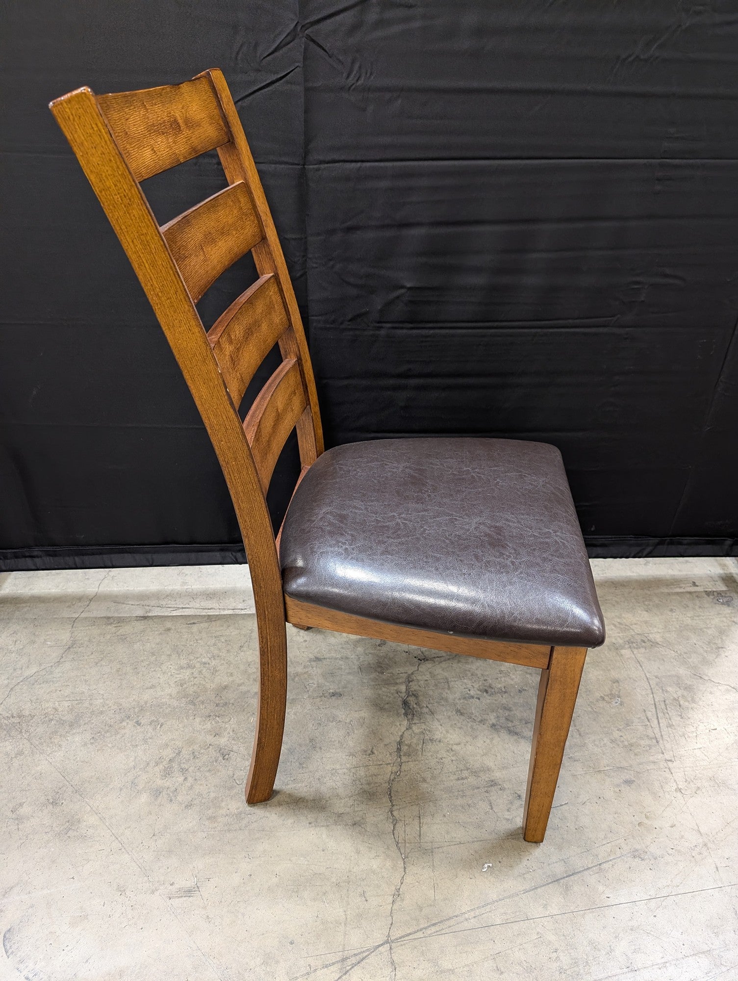 Sturdy Wood Ladder Back Dining Chair with Dark Brown Upholstered Seat
