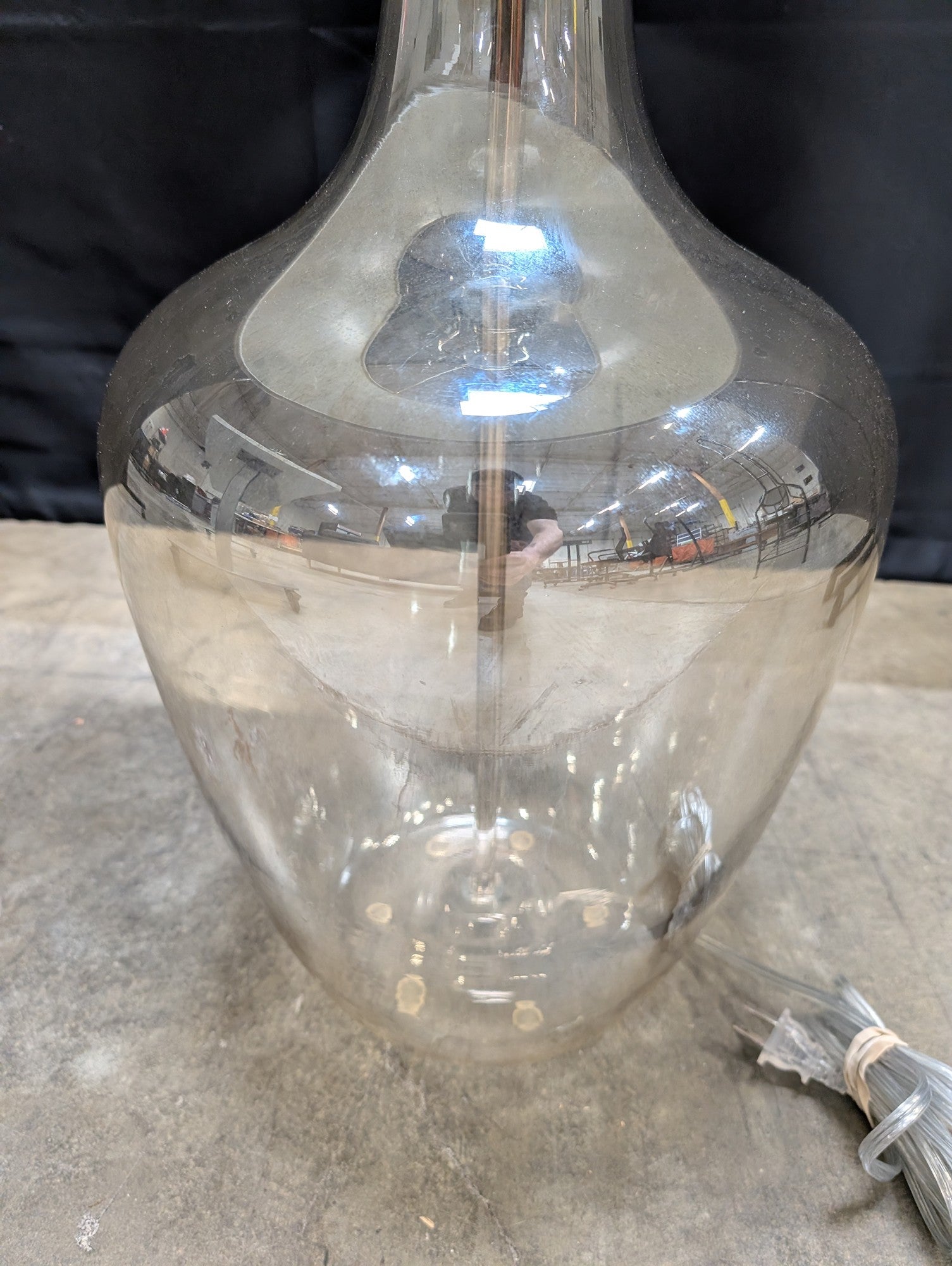 Modern Clear Glass Gourd Table Lamp with White Drum Shade
