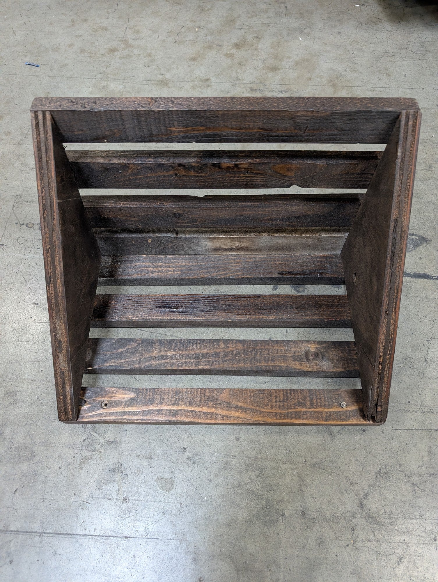 Rustic Dark Wood Slatted Storage Crate