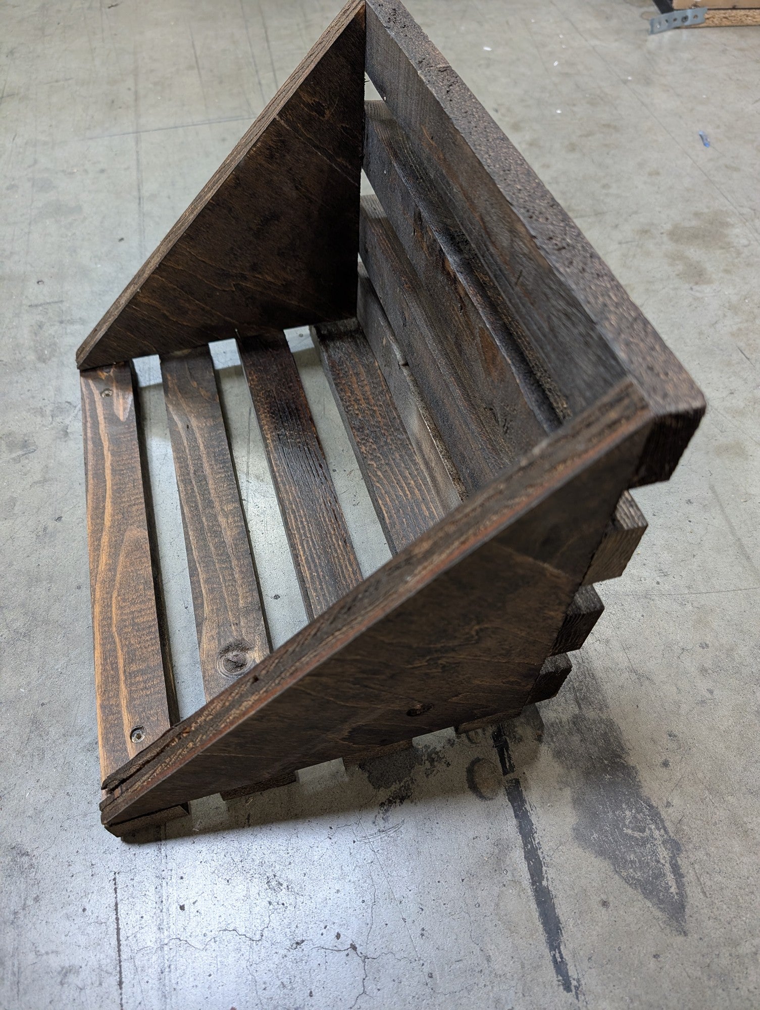 Rustic Dark Wood Slatted Storage Crate