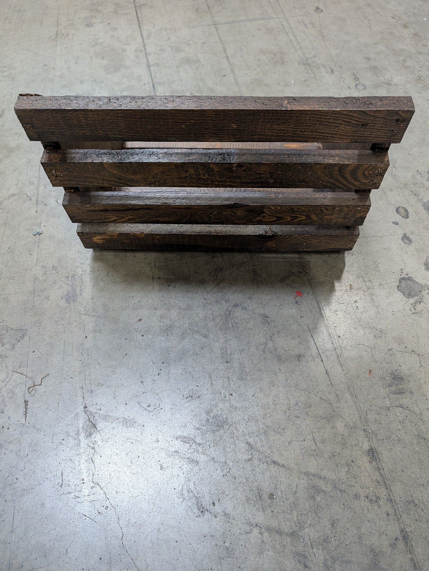 Rustic Dark Wood Slatted Storage Crate