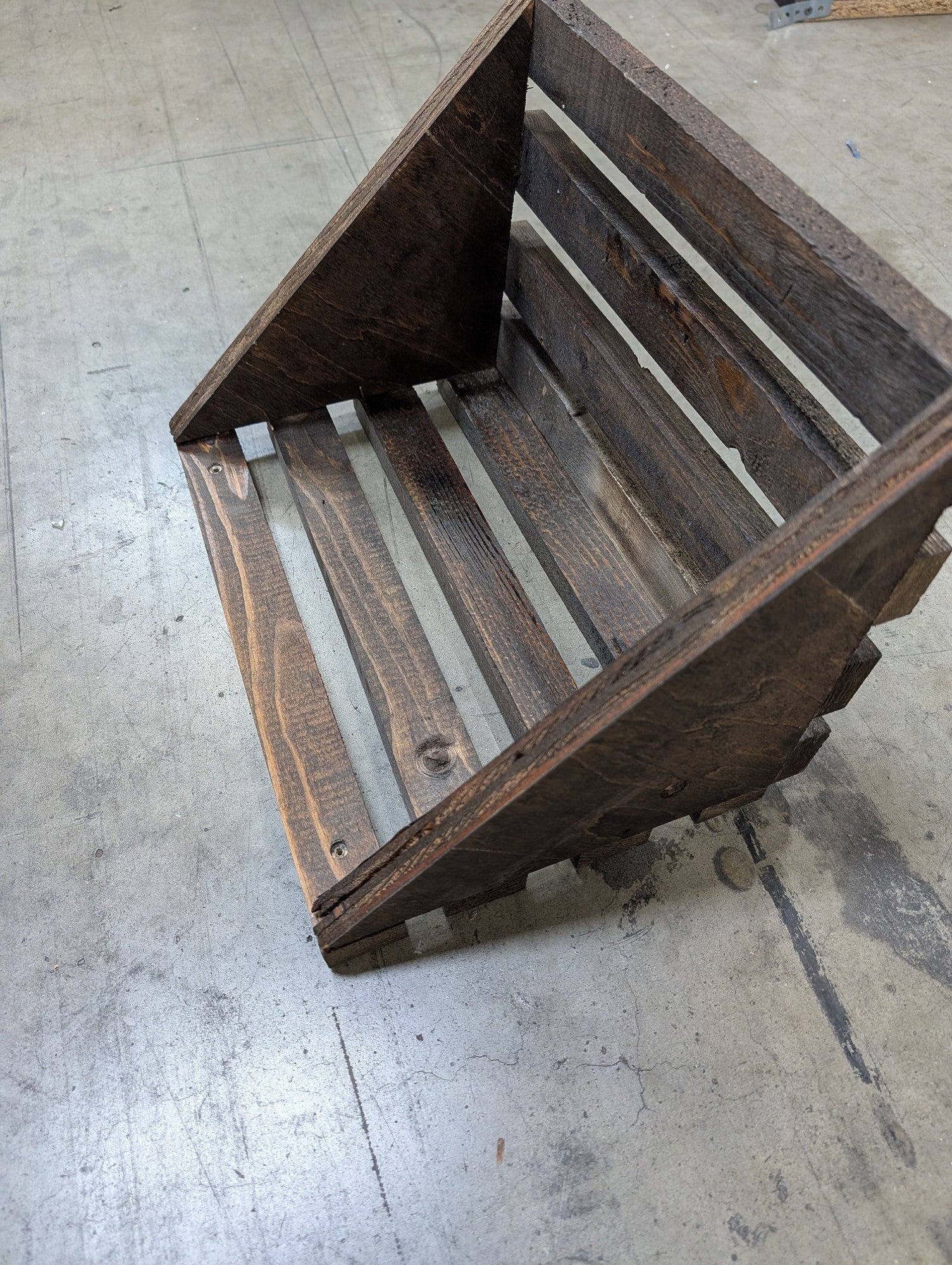 Rustic Dark Wood Slatted Storage Crate