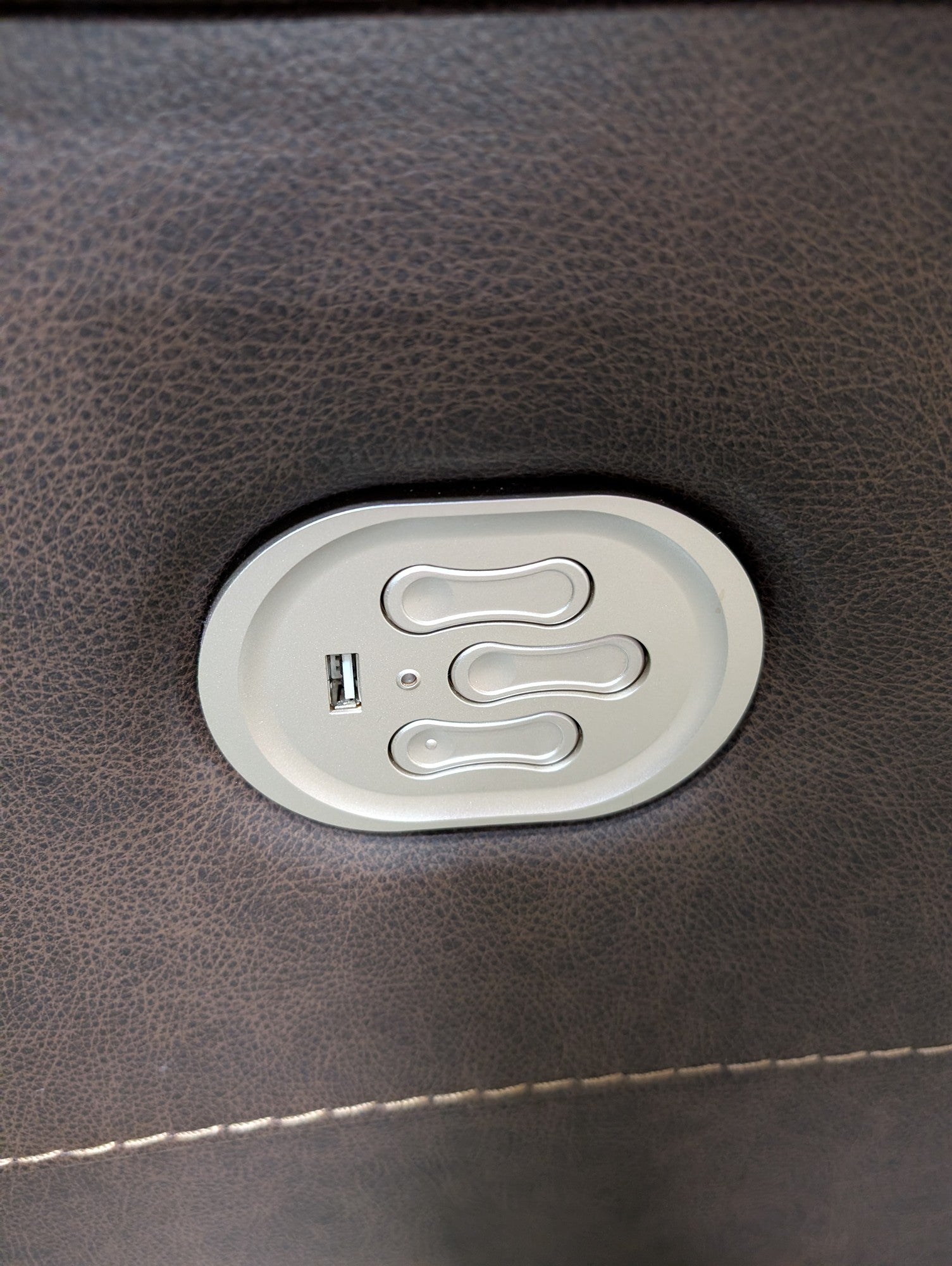 Brown Faux Leather Power Recliner Chair with USB Port