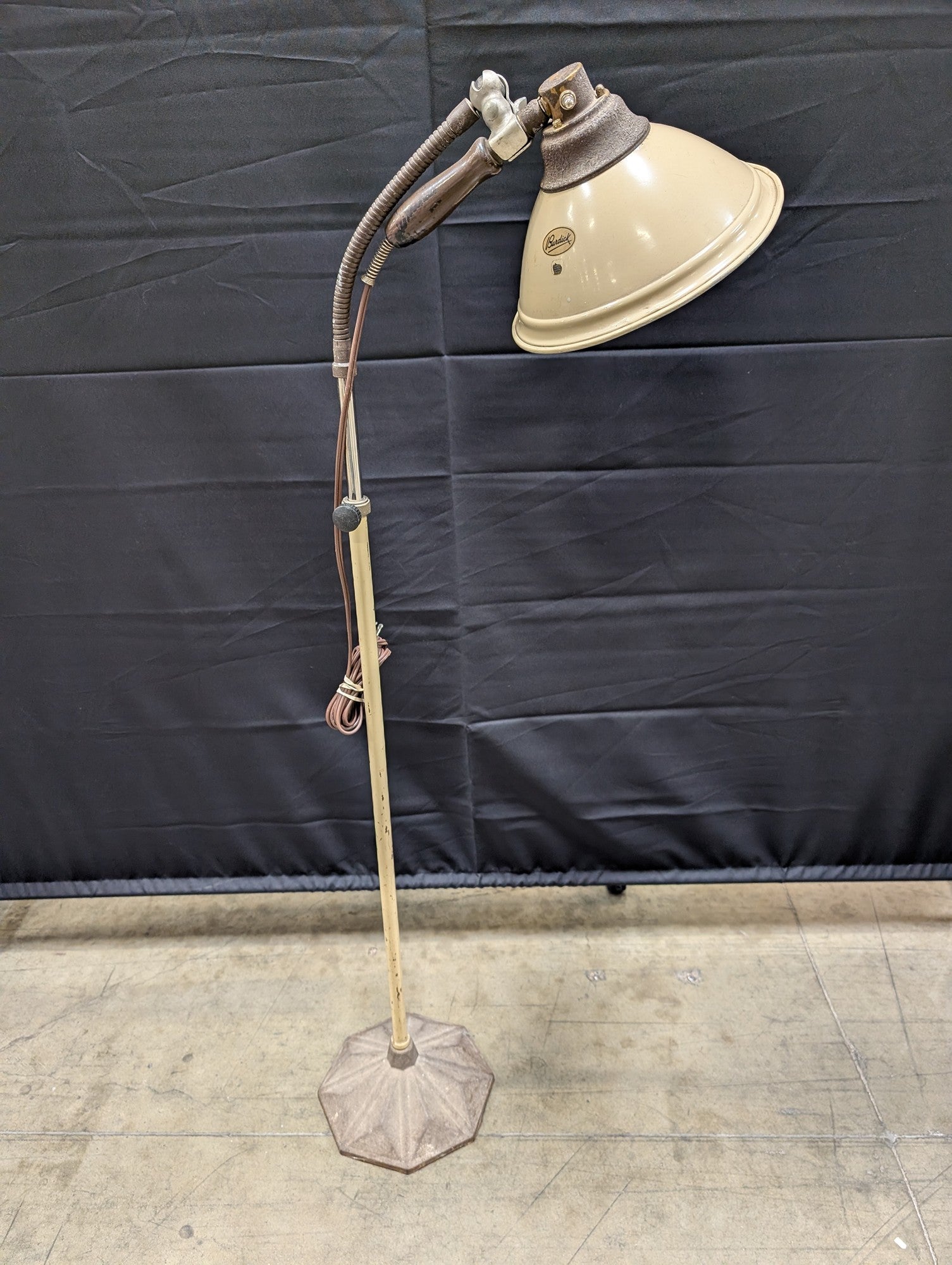 Vintage Burdick Industrial Floor Lamp with Flexible Gooseneck Arm