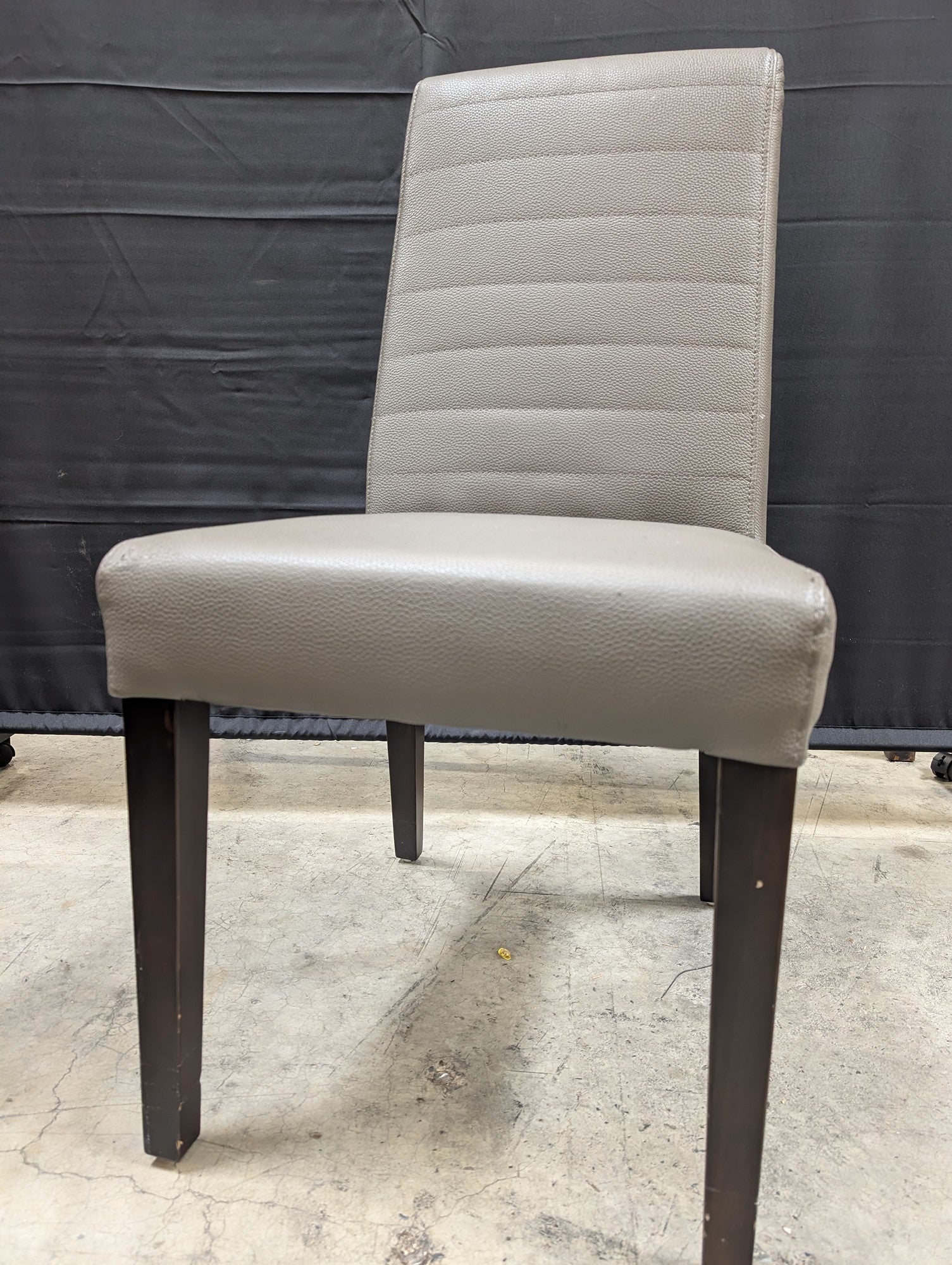 Contemporary Grey Faux Leather Dining Side Chair with Ribbed Back