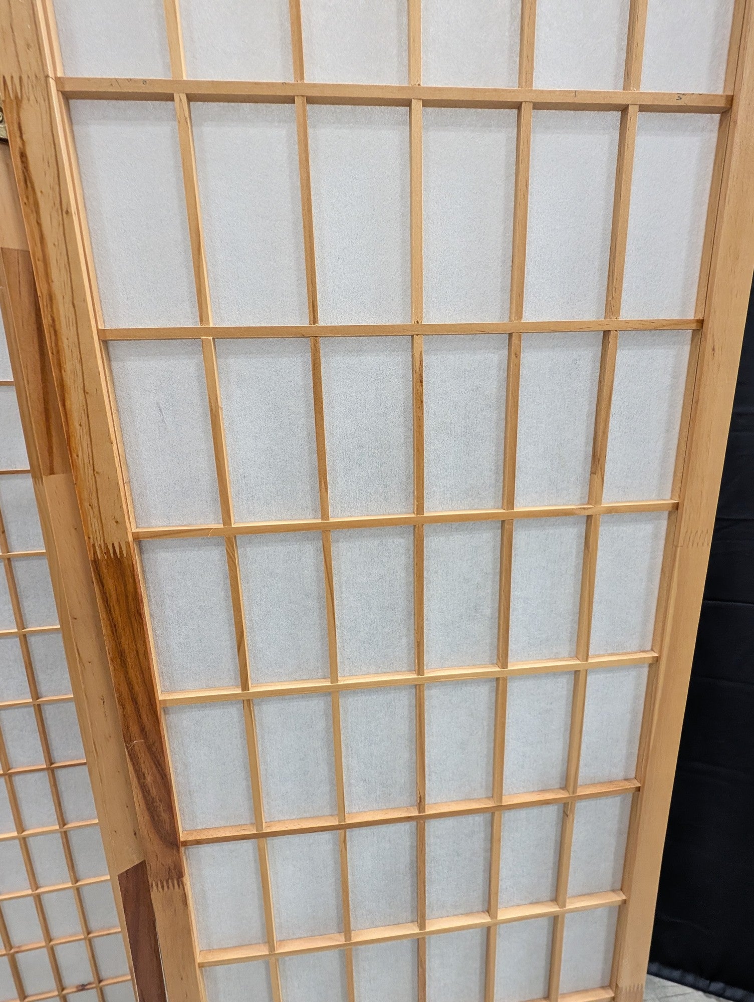 Three-Panel Wood and Paper Folding Room Divider Screen
