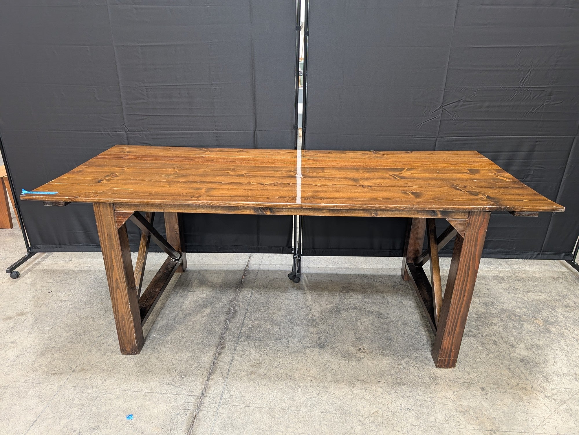 Rustic Plank Top Stained Wood Table