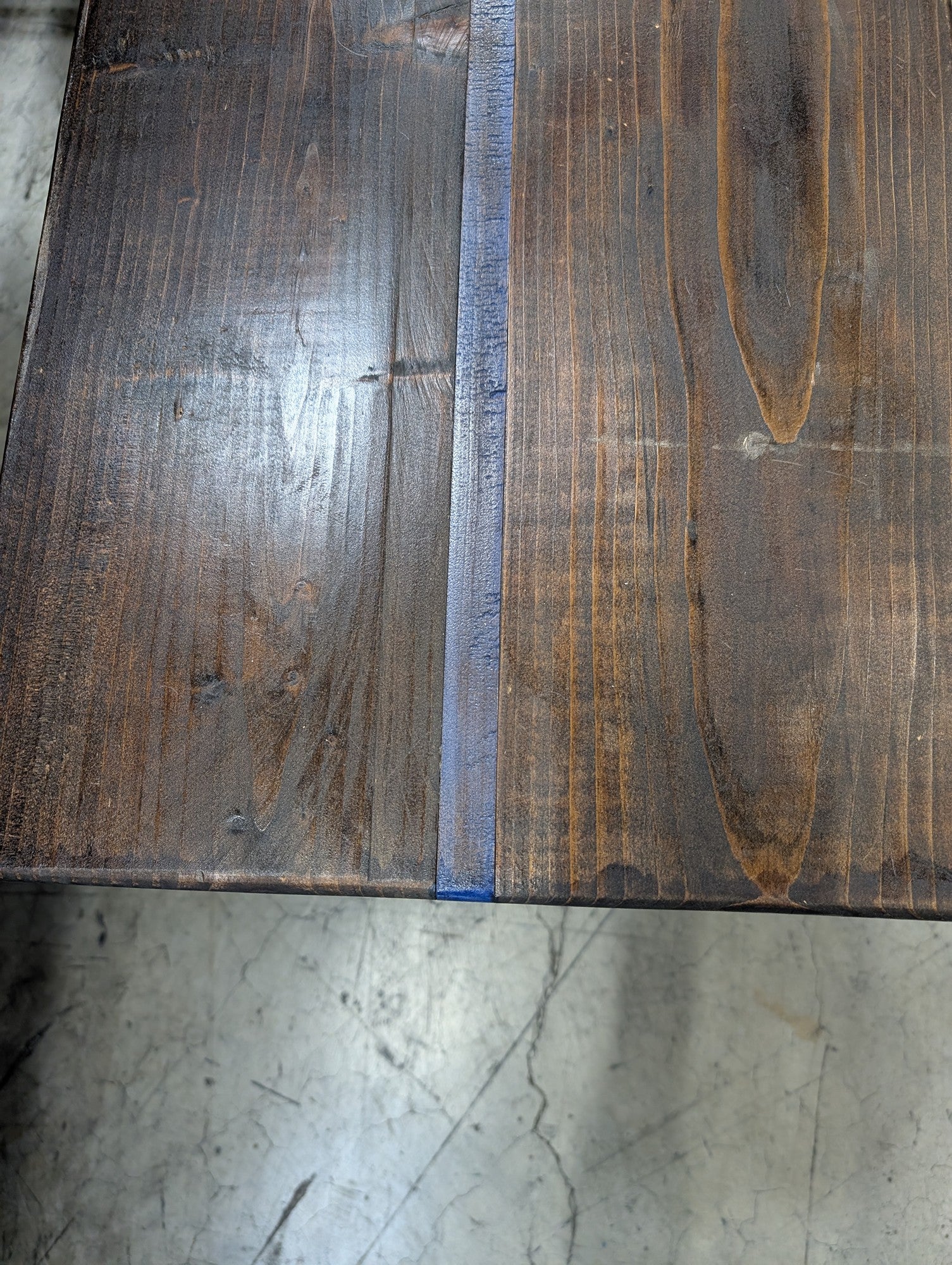 Sturdy Dark Stained Wood Trestle Bench