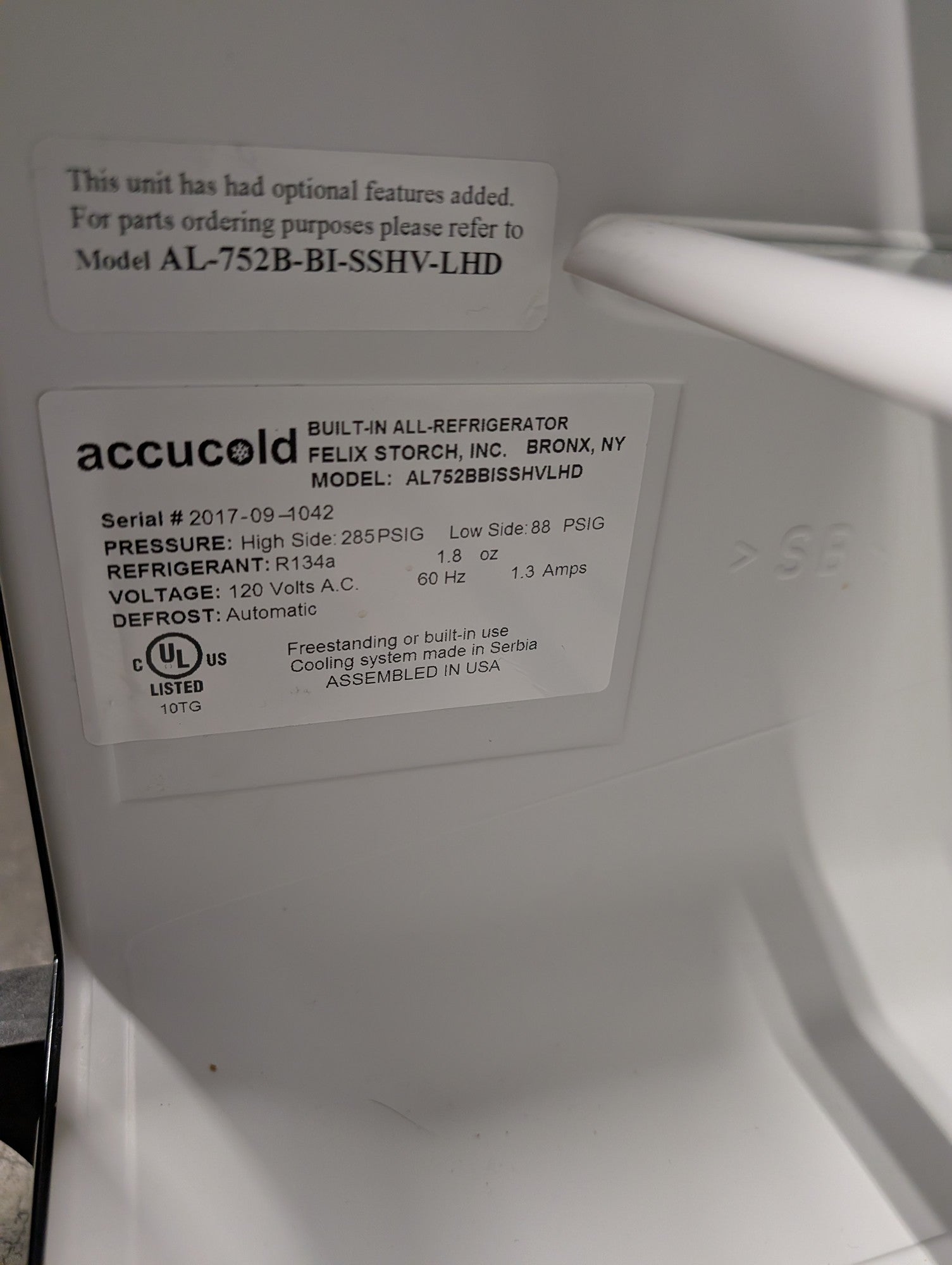 Accucold Compact Stainless Steel Built-In All-Refrigerator