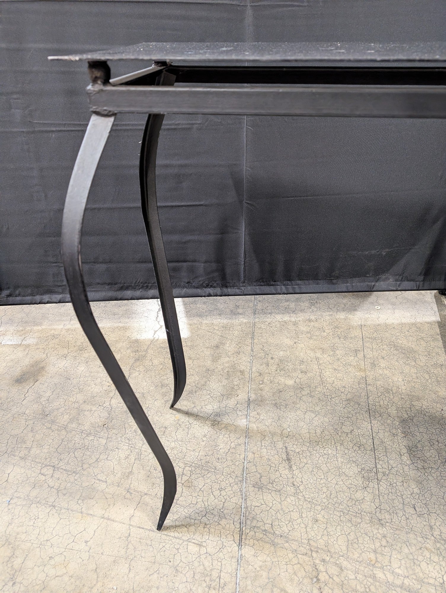 Industrial Style Black Metal Console Table with Textured Top