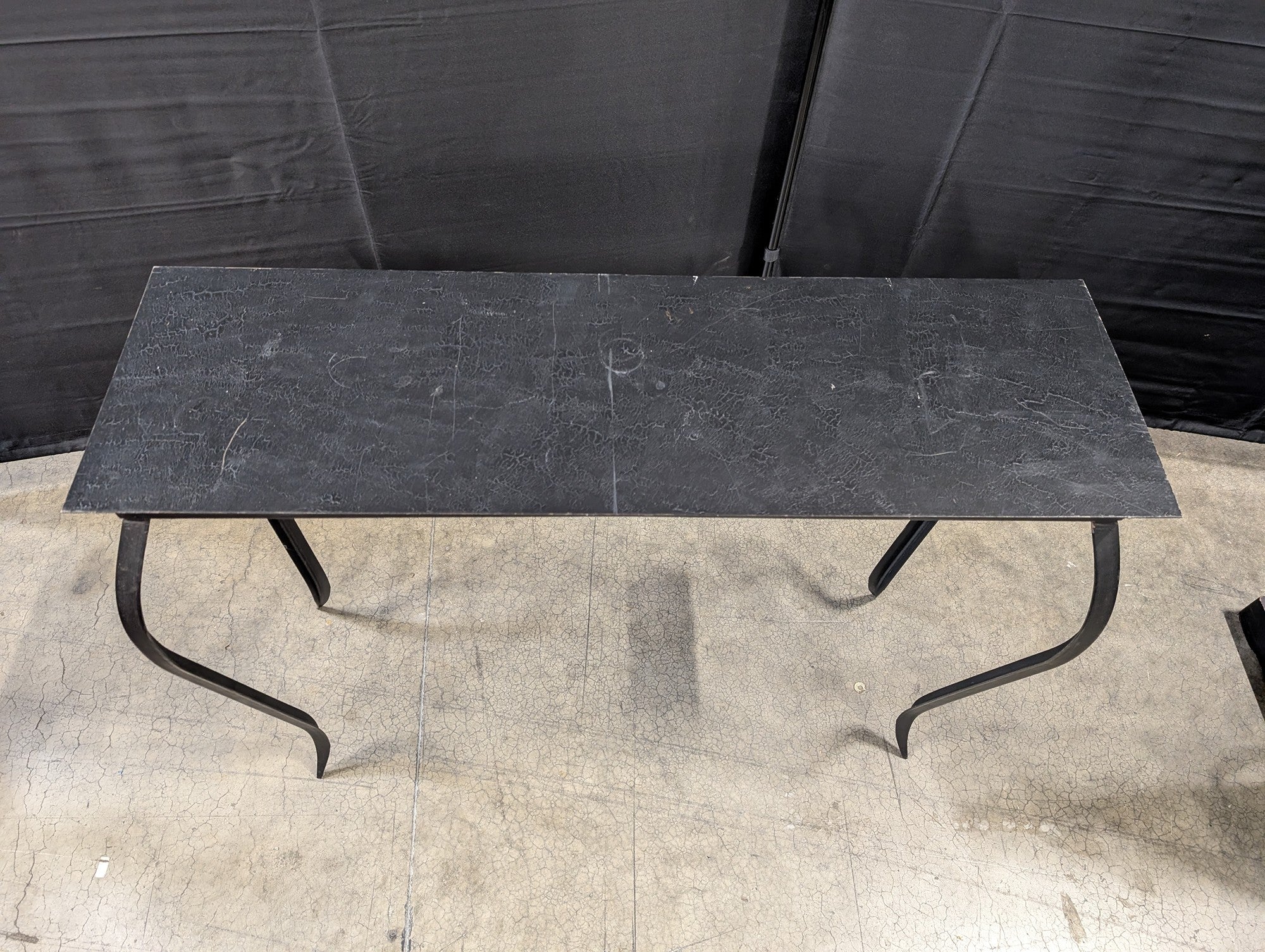 Industrial Style Black Metal Console Table with Textured Top