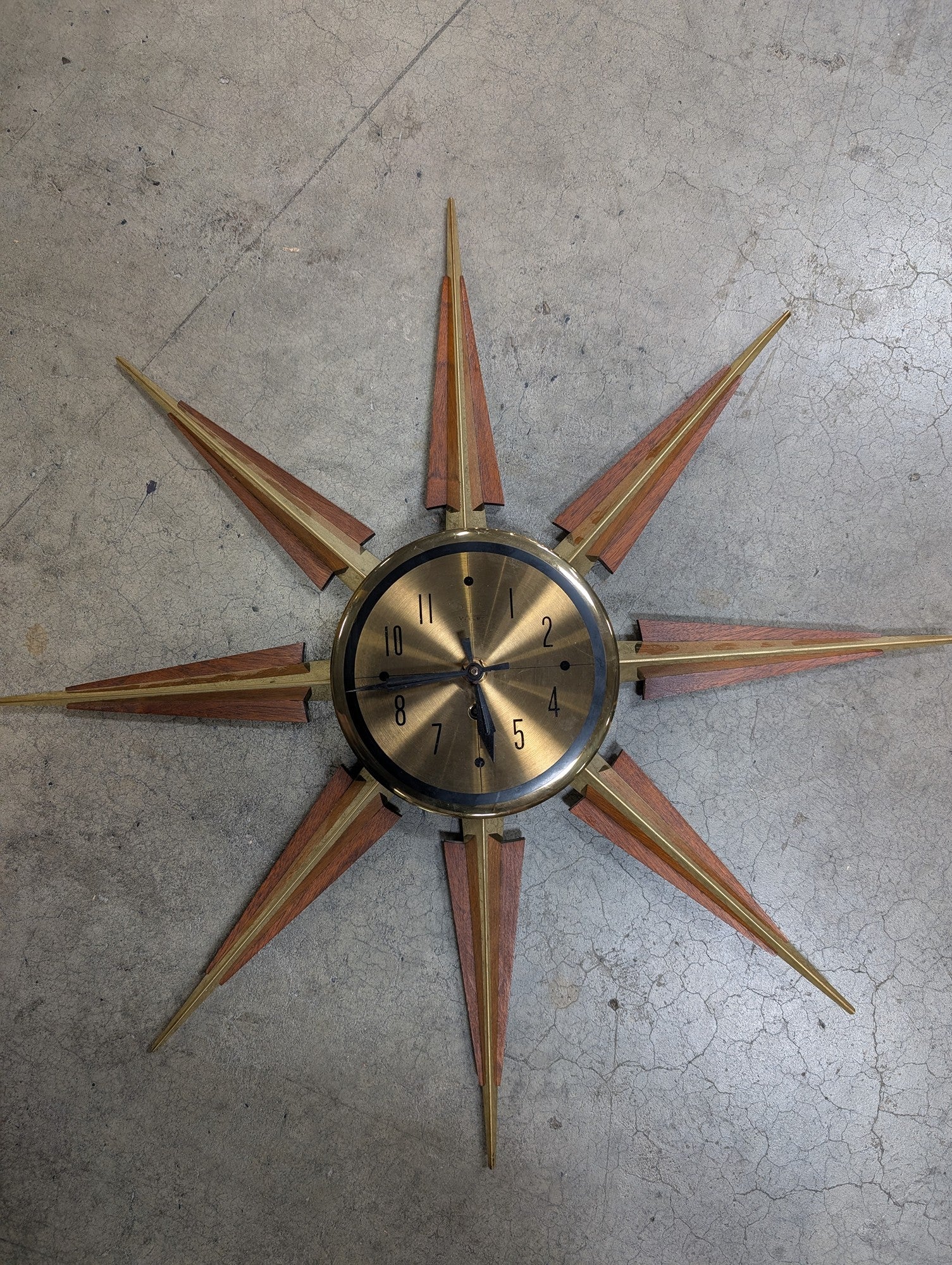 Vintage WELBY Mid-Century Modern Starburst Wall Clock