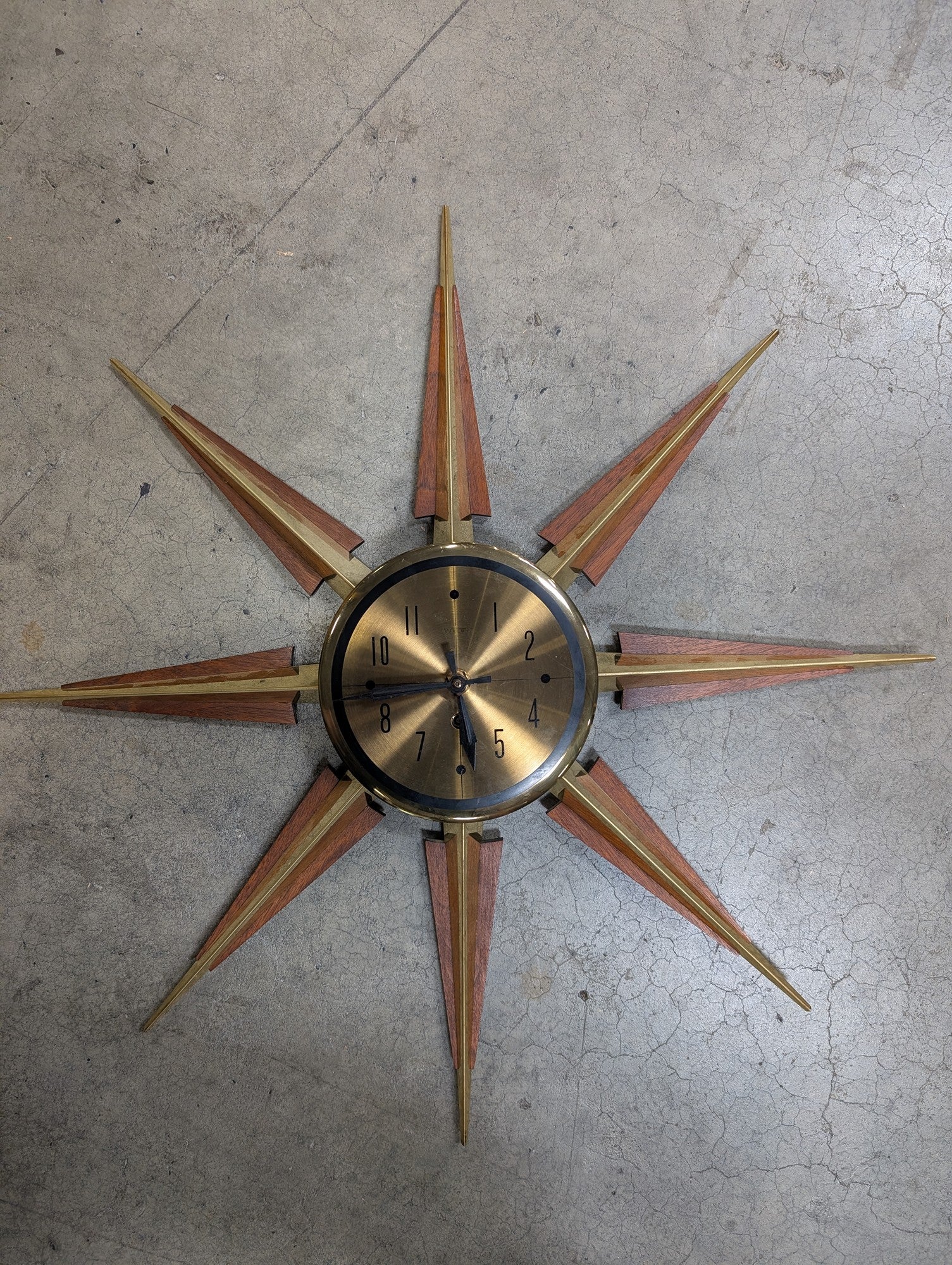 Vintage WELBY Mid-Century Modern Starburst Wall Clock