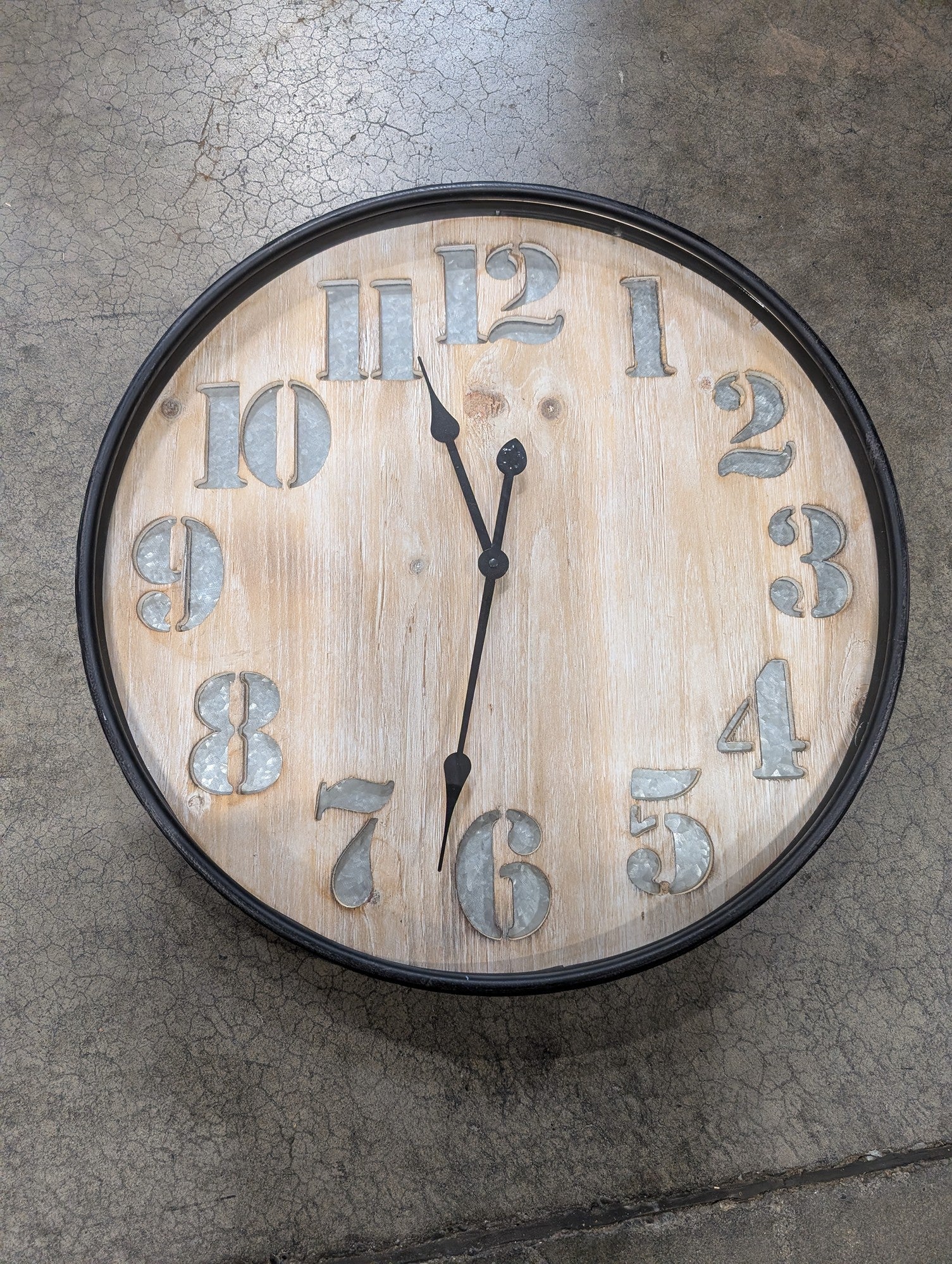 Three Hands Corp. Rustic Wood Grain Wall Clock