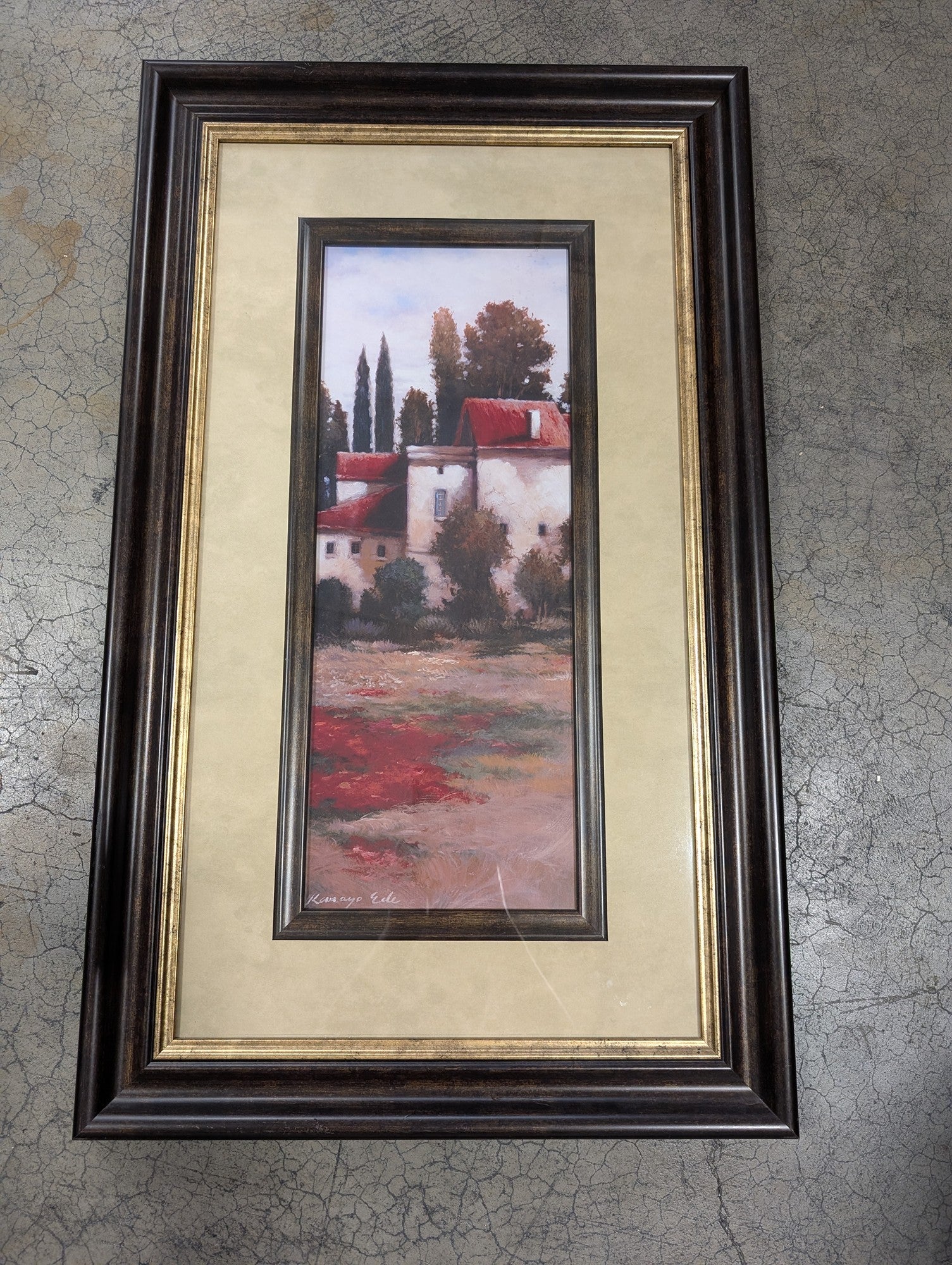 Kansayo Eile Framed Tuscan Village Landscape Art Print