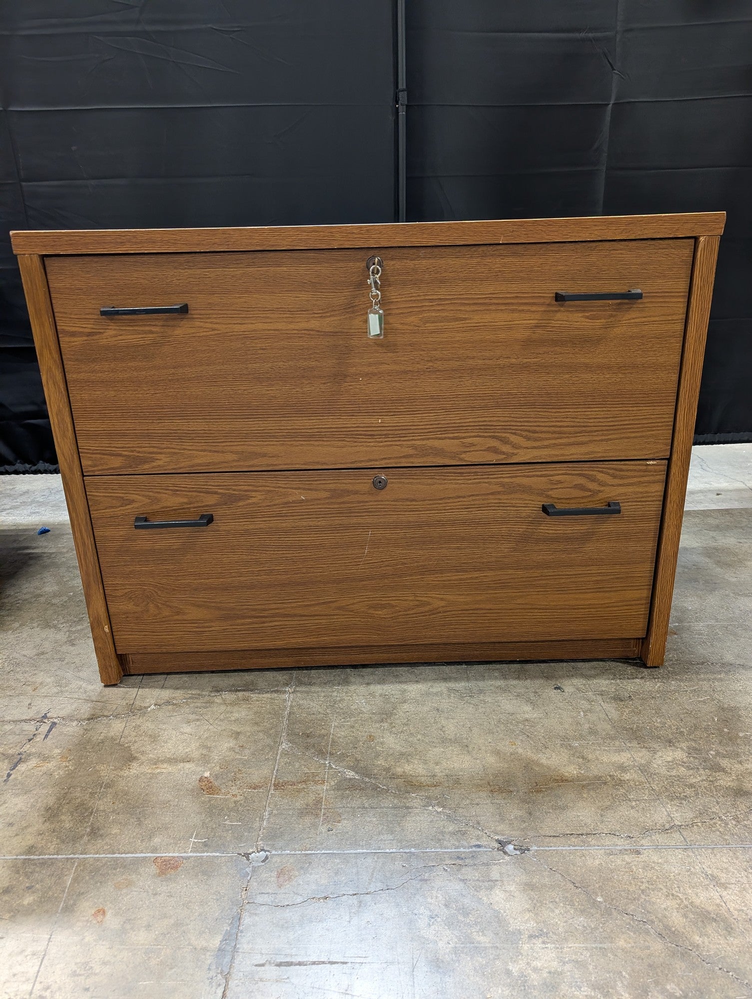 Functional Two-Drawer Wood Grain Filing Cabinet with Lock