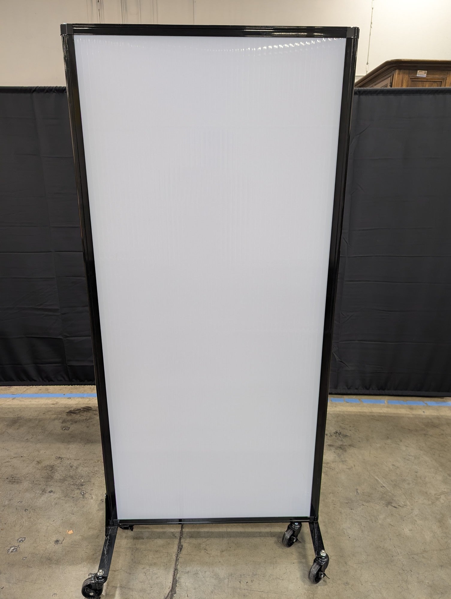 Mobile Three-Panel Room Divider with White Panels
