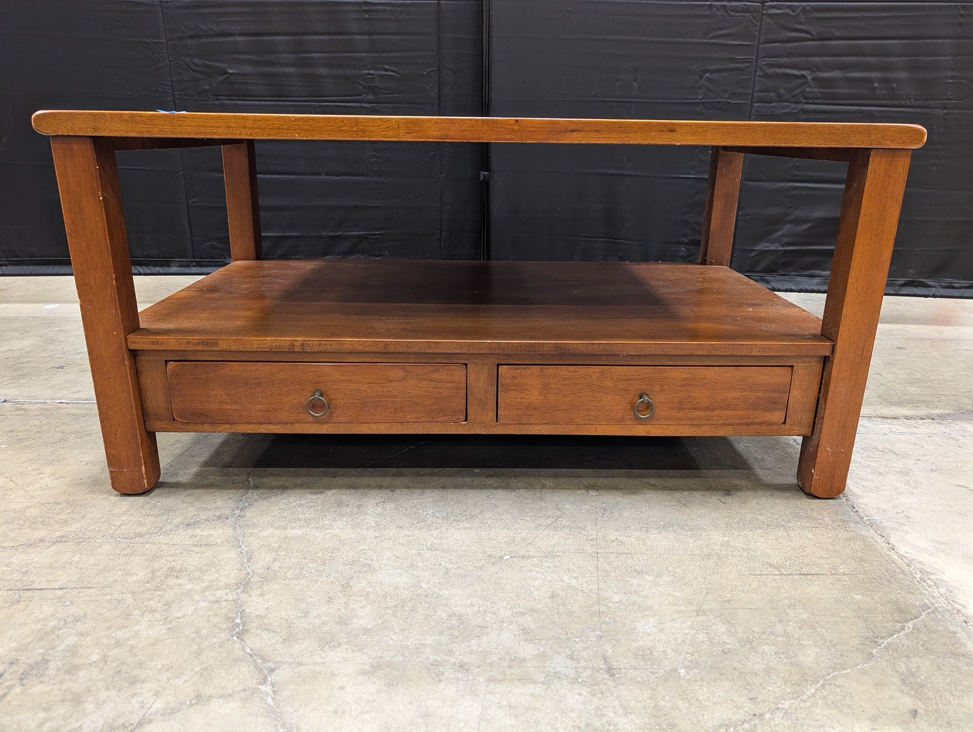 Solid Wood Rectangular Coffee Table with Storage Drawers