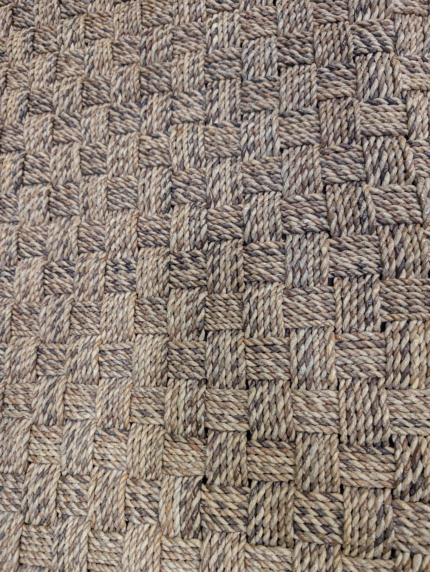 Natural Fiber Woven Top Bench with Tapered Legs
