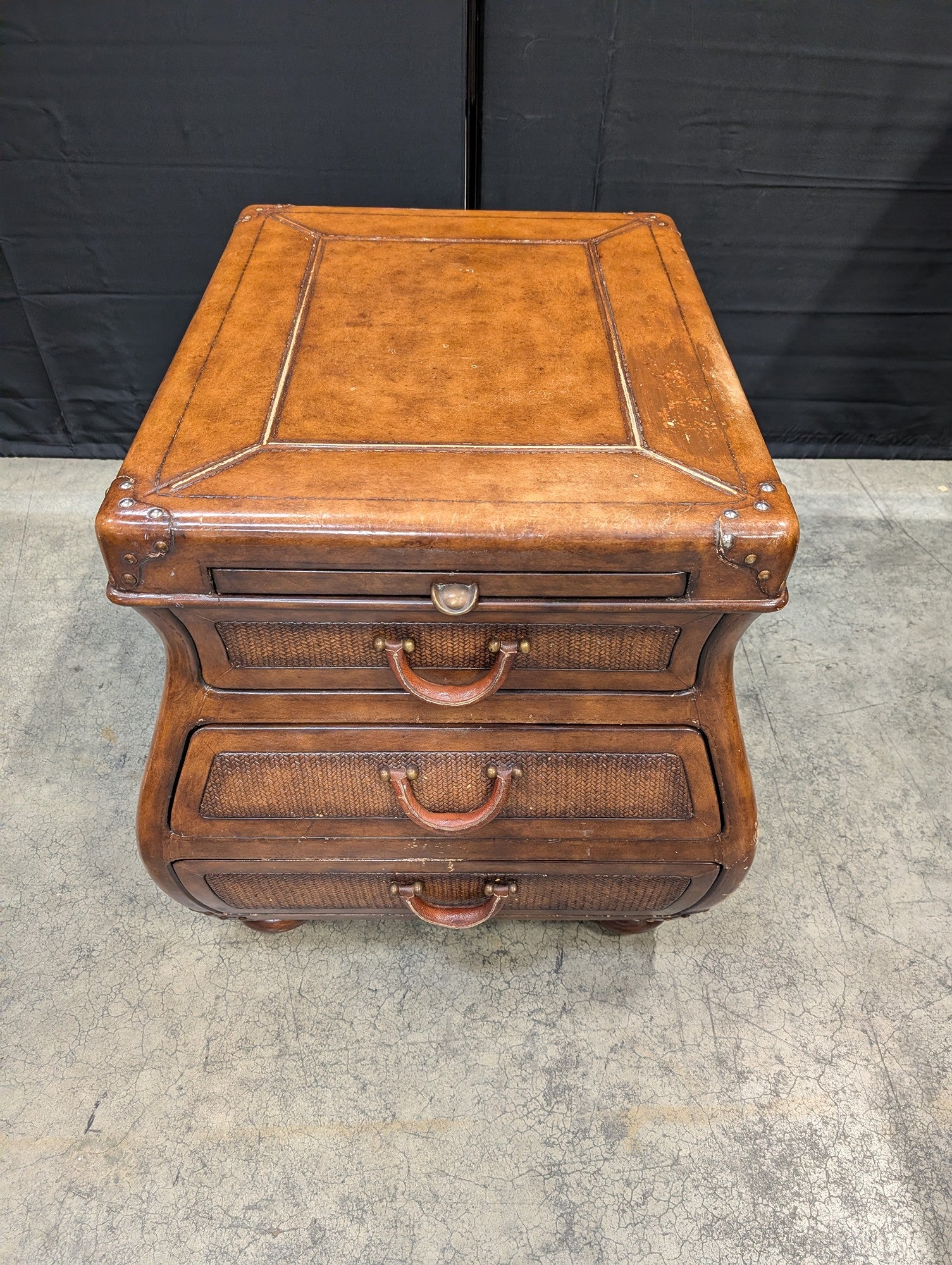 Tropical Hardwood and Rattan Accent Chest with Three Drawers