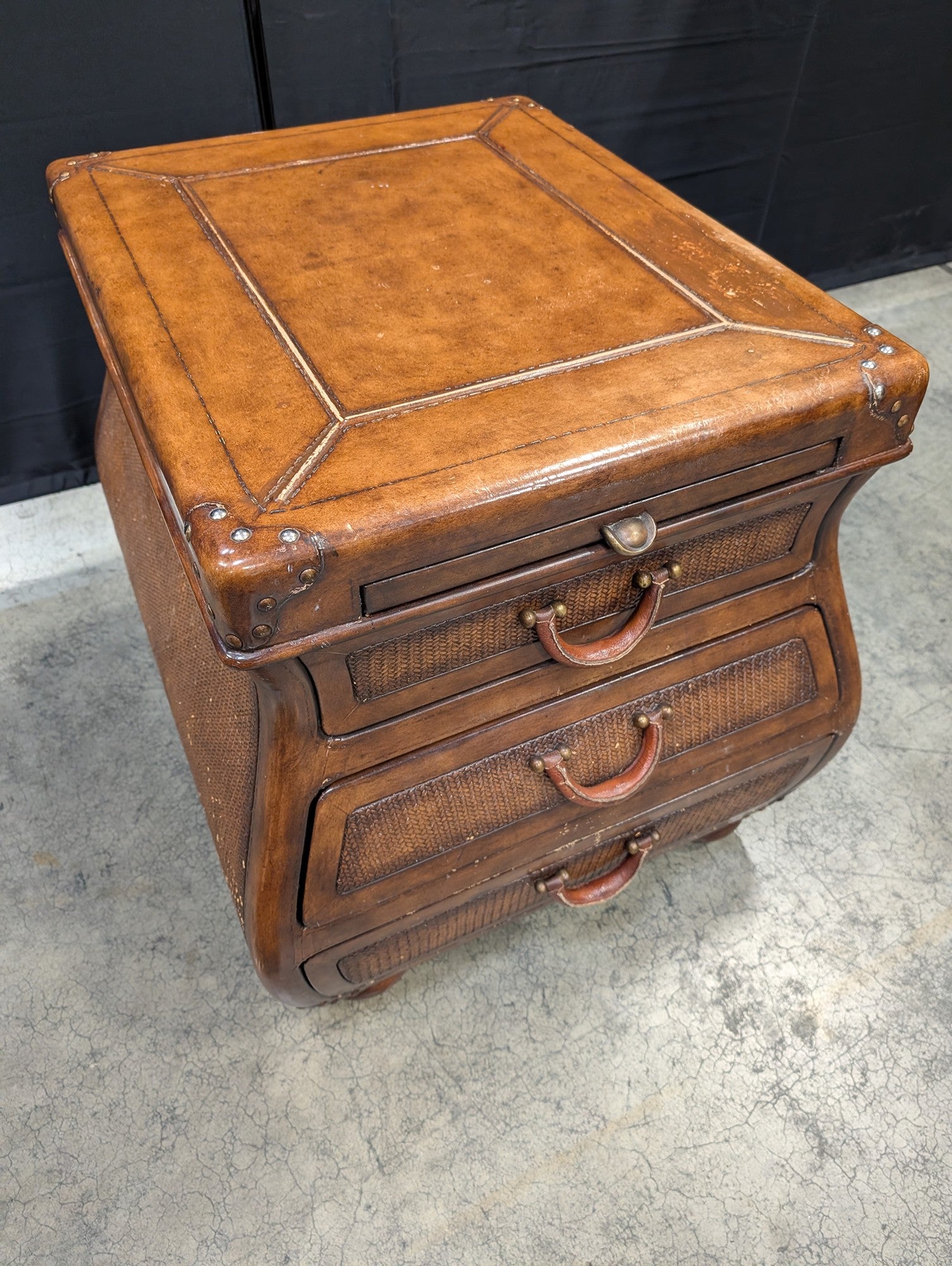 Tropical Hardwood and Rattan Accent Chest with Three Drawers