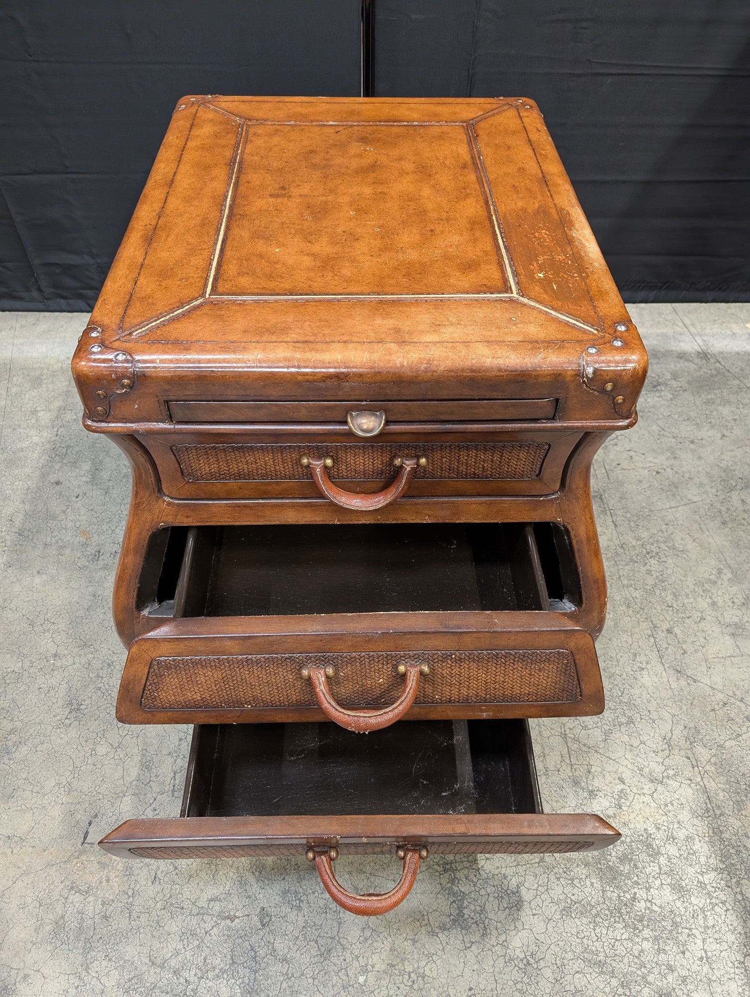 Tropical Hardwood and Rattan Accent Chest with Three Drawers