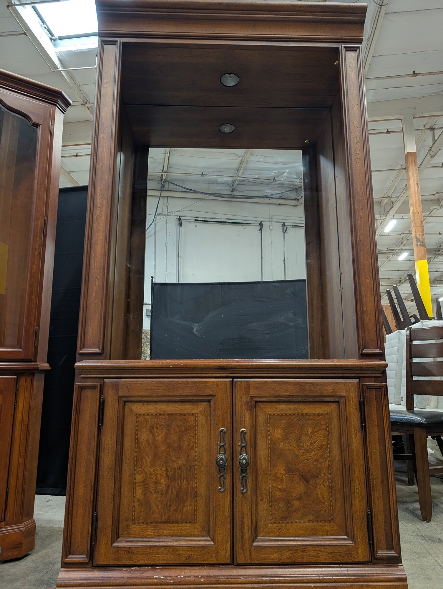 Thomasville Stately Wood Display Cabinet with Mirrored Back