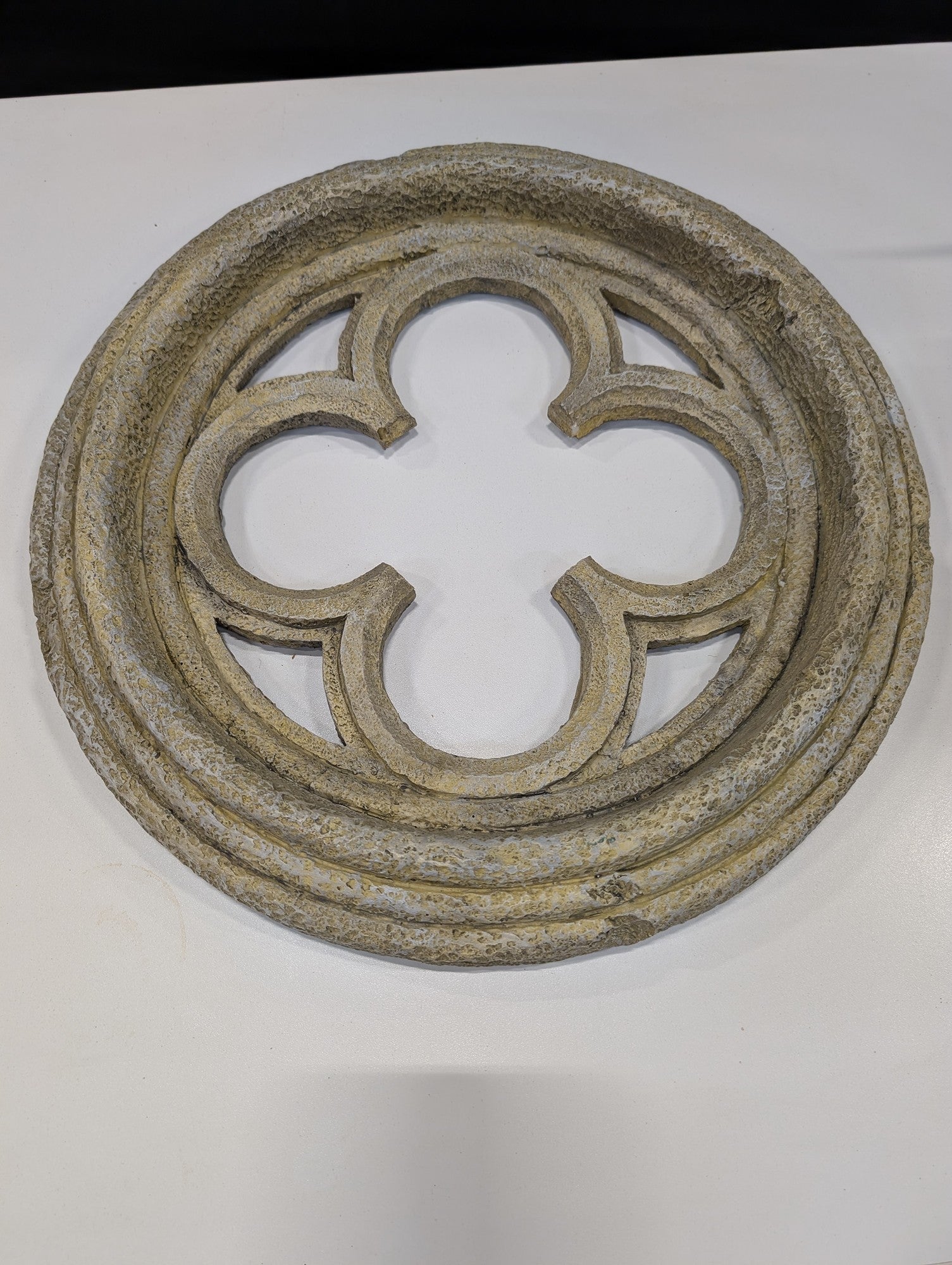 Textured Cast Stone Quatrefoil Medallion