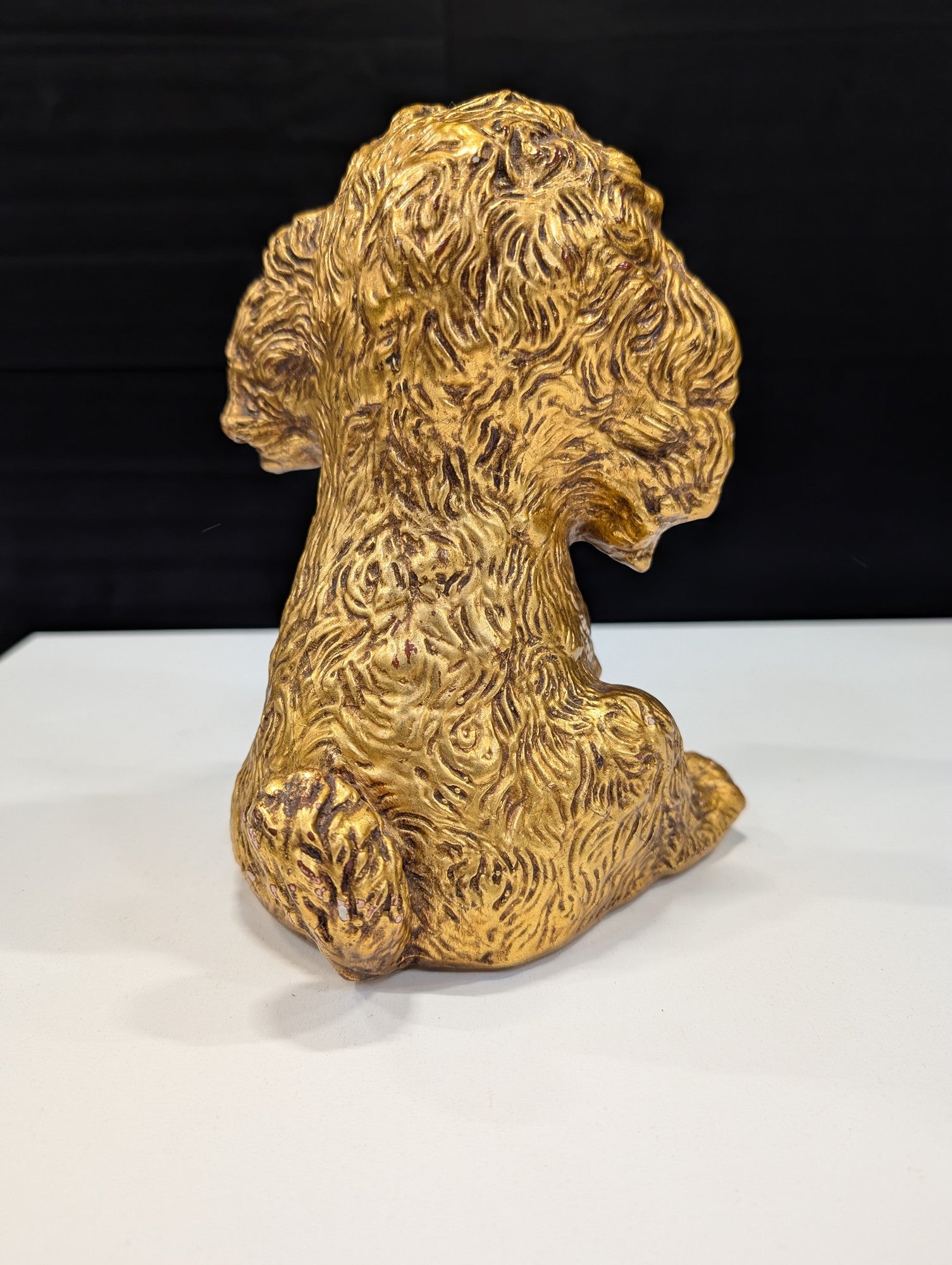 Vintage Gold Tone Poodle Puppy Figurine Signed R. Ford USA 1996