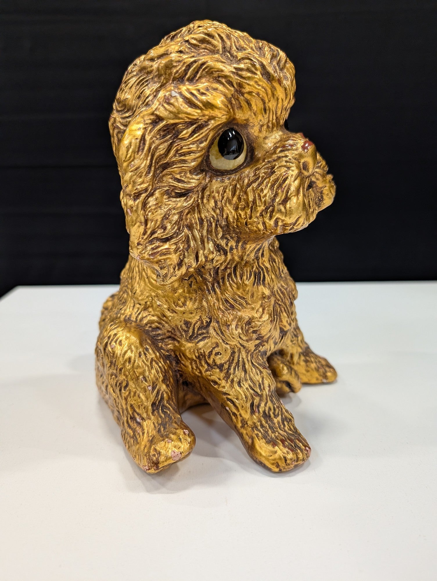 Vintage Gold Tone Poodle Puppy Figurine Signed R. Ford USA 1996