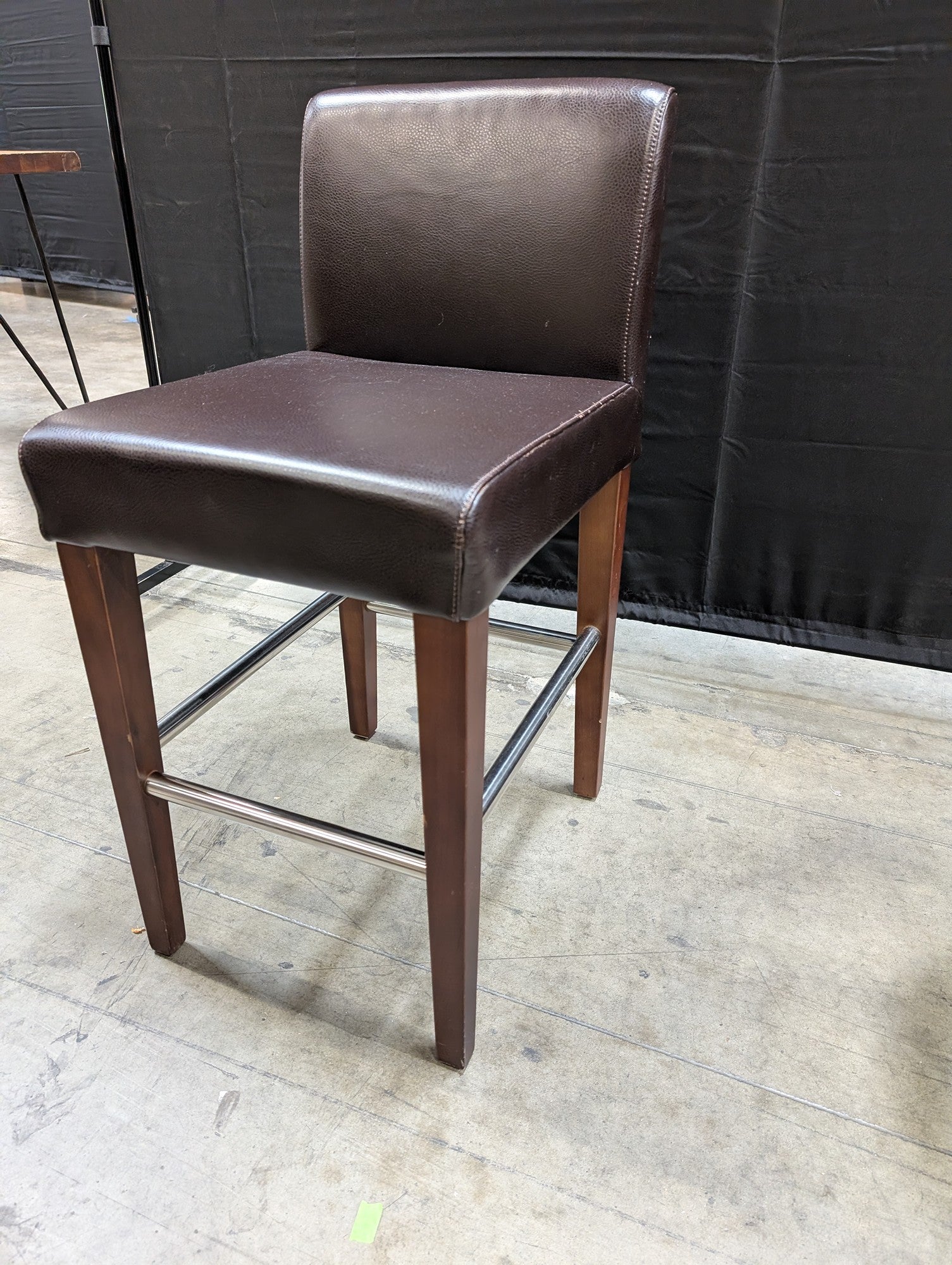 Contemporary Dark Brown Upholstered Bar Stool with Wood Frame