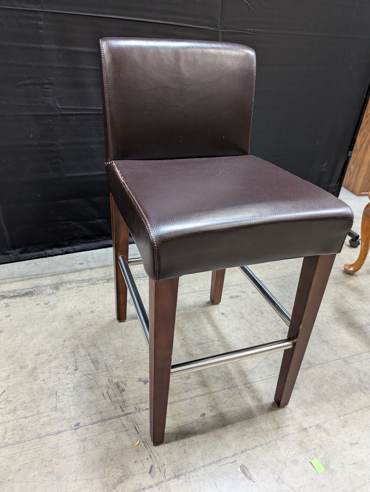 Contemporary Dark Brown Upholstered Bar Stool with Wood Frame