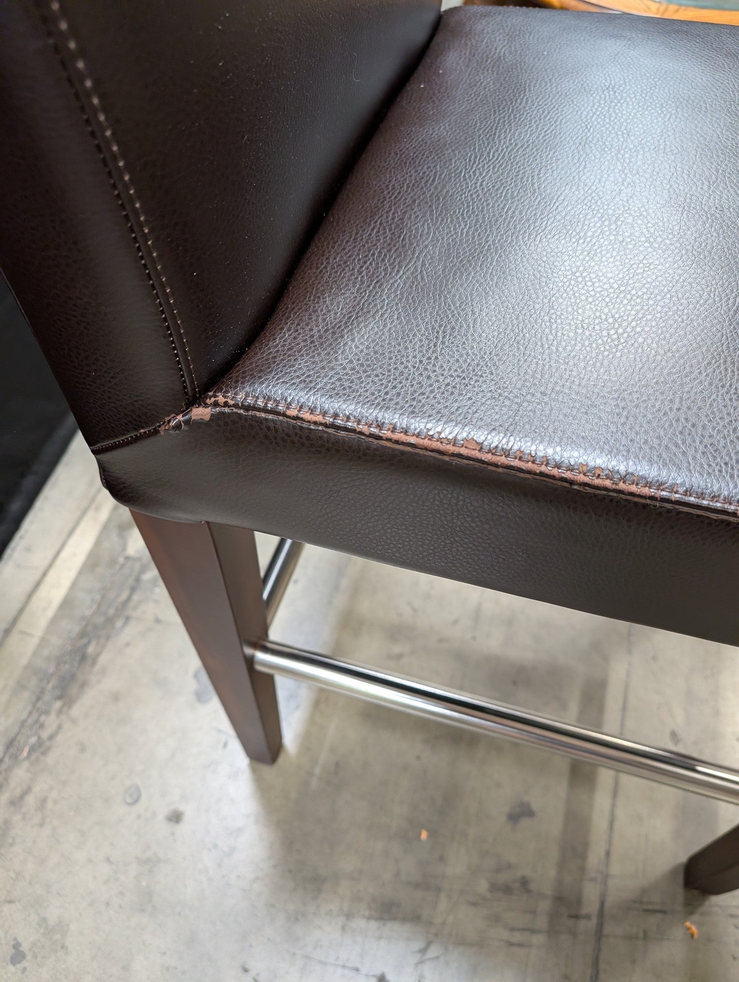 Contemporary Dark Brown Upholstered Bar Stool with Wood Frame
