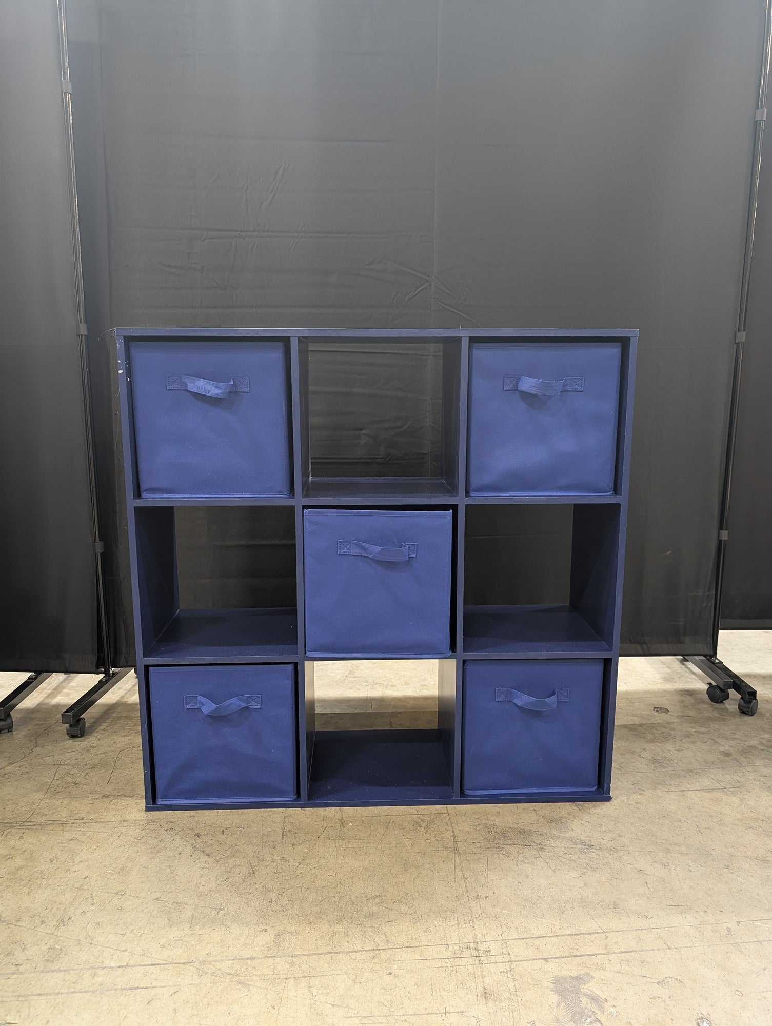 Navy Blue 9-Cube Storage Organizer Shelf with Fabric Bins